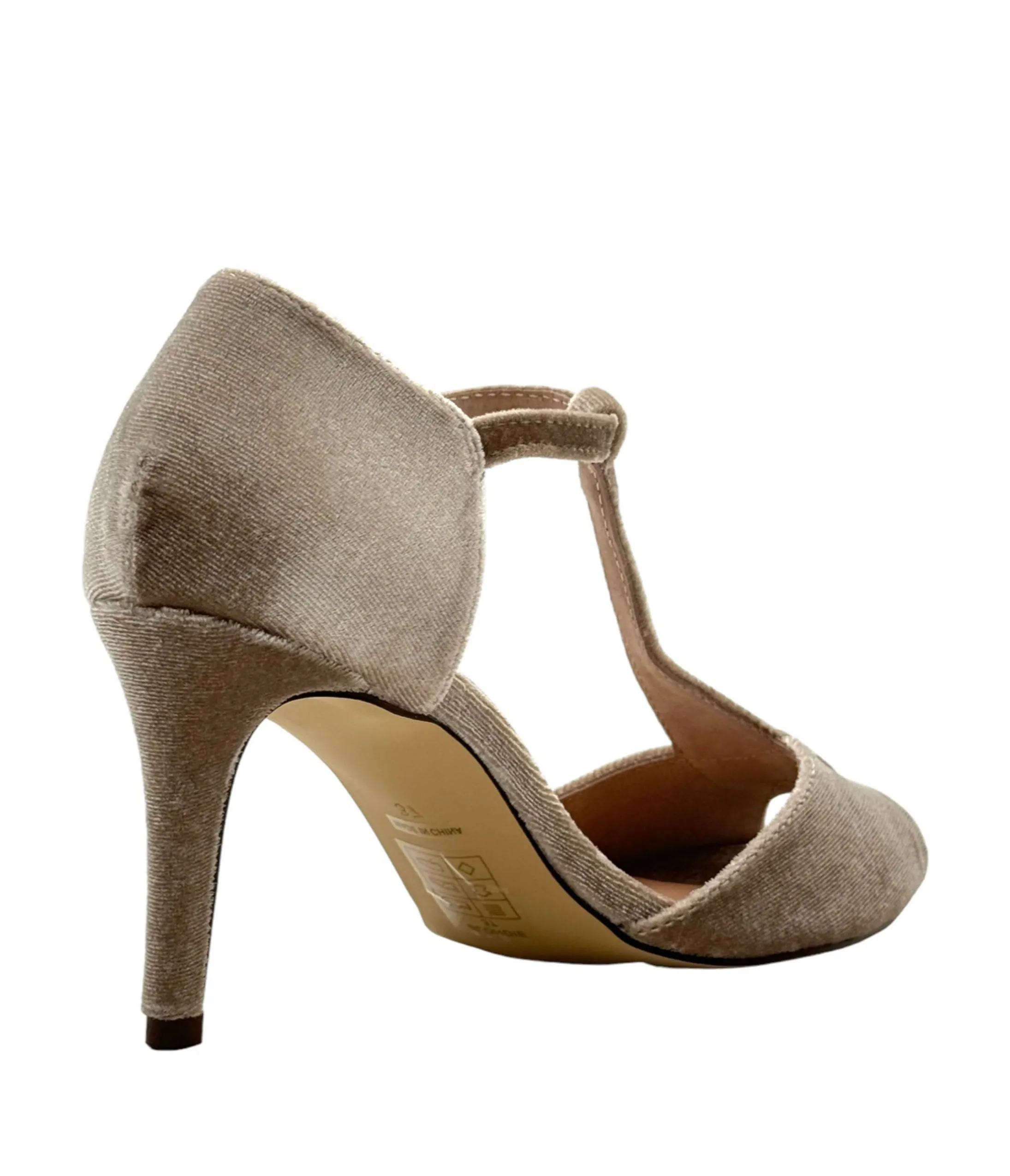 Chelsea Crew Cream T-Strap Velvet Blondie Heels sold by Unique Vintage product image thumbnail 2