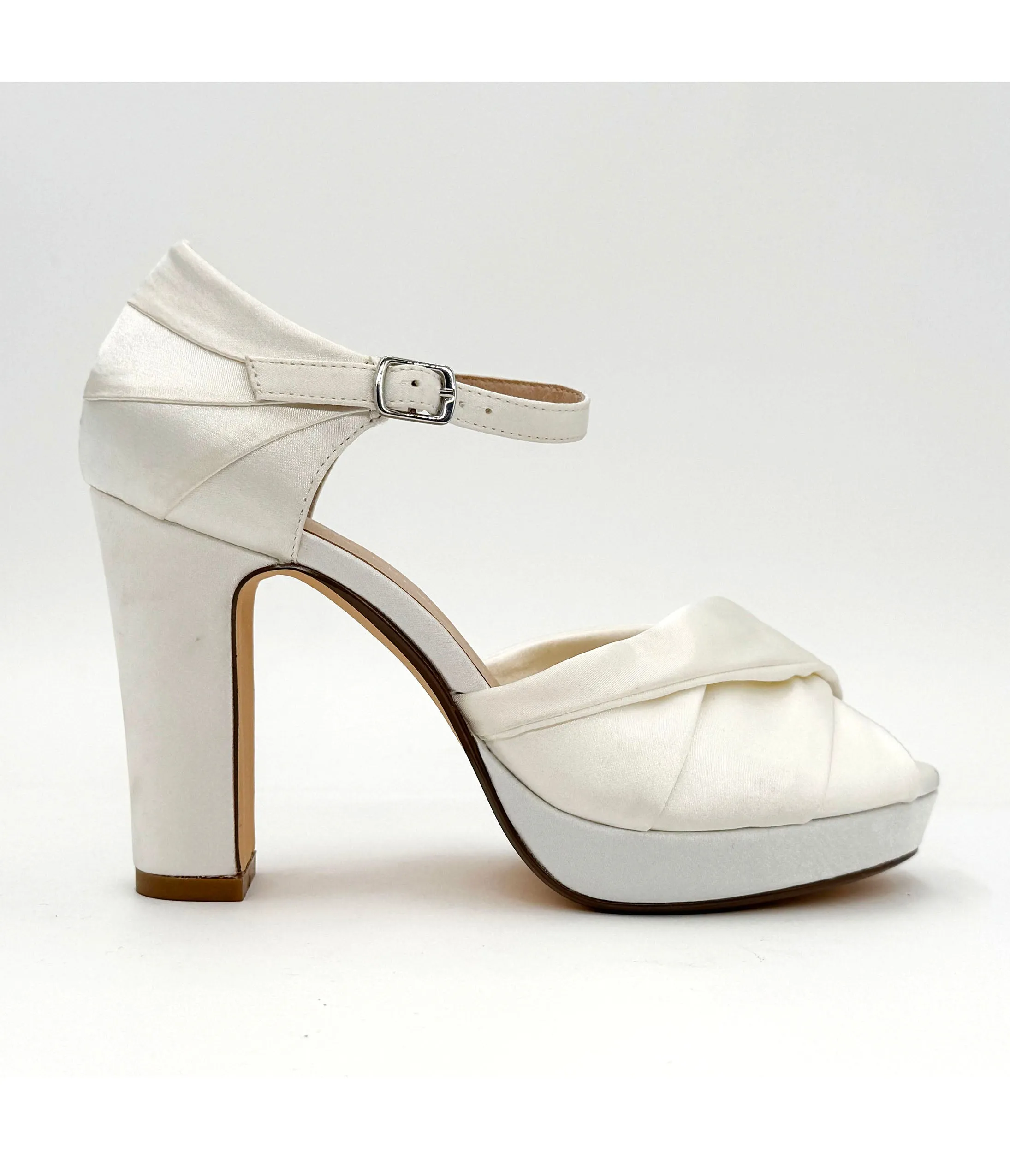 Chelsea Crew White Satin Gloria Heels sold by Unique Vintage product image thumbnail 3