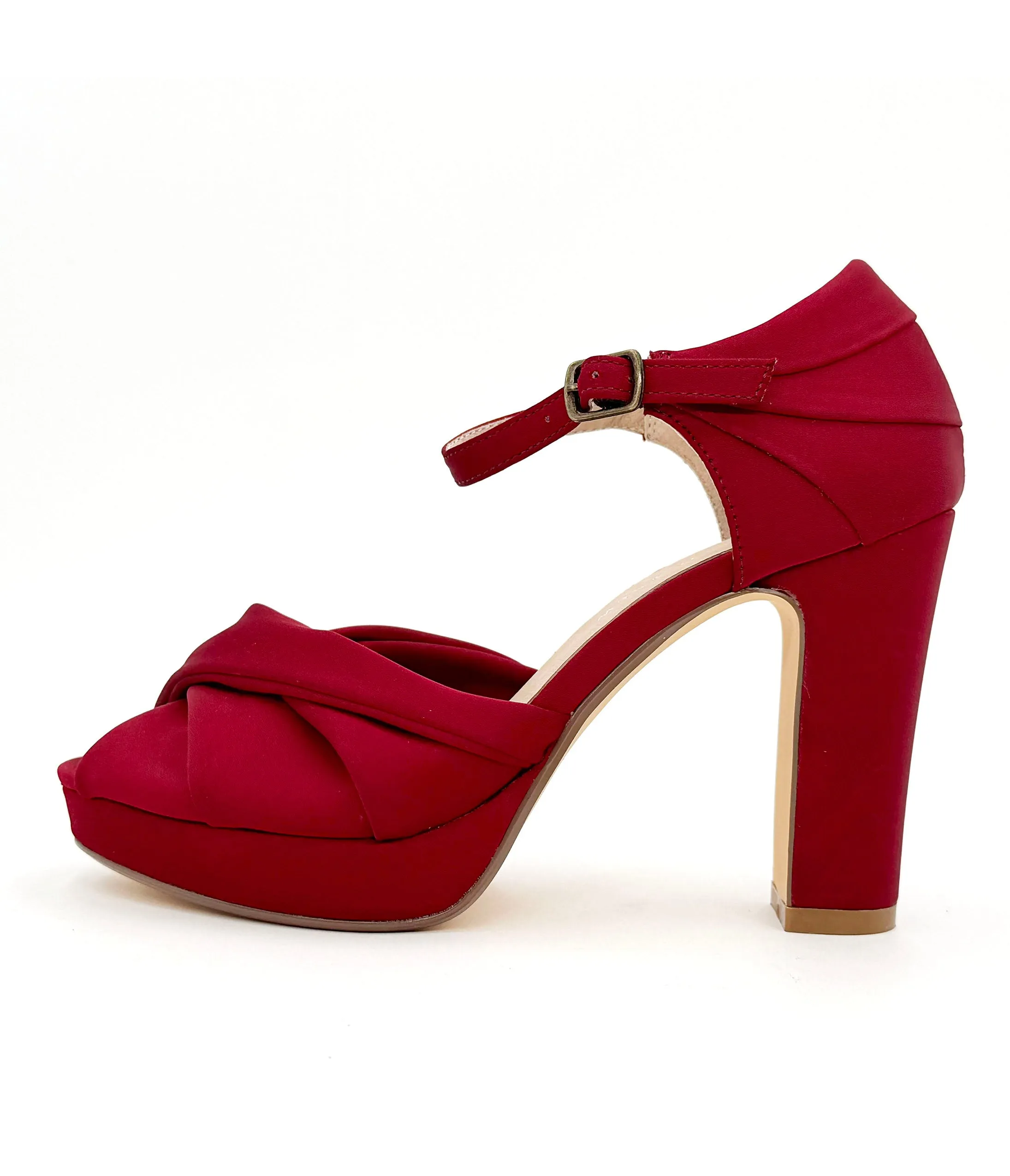 Chelsea Crew Red Satin Gloria Heels sold by Unique Vintage product image thumbnail 3