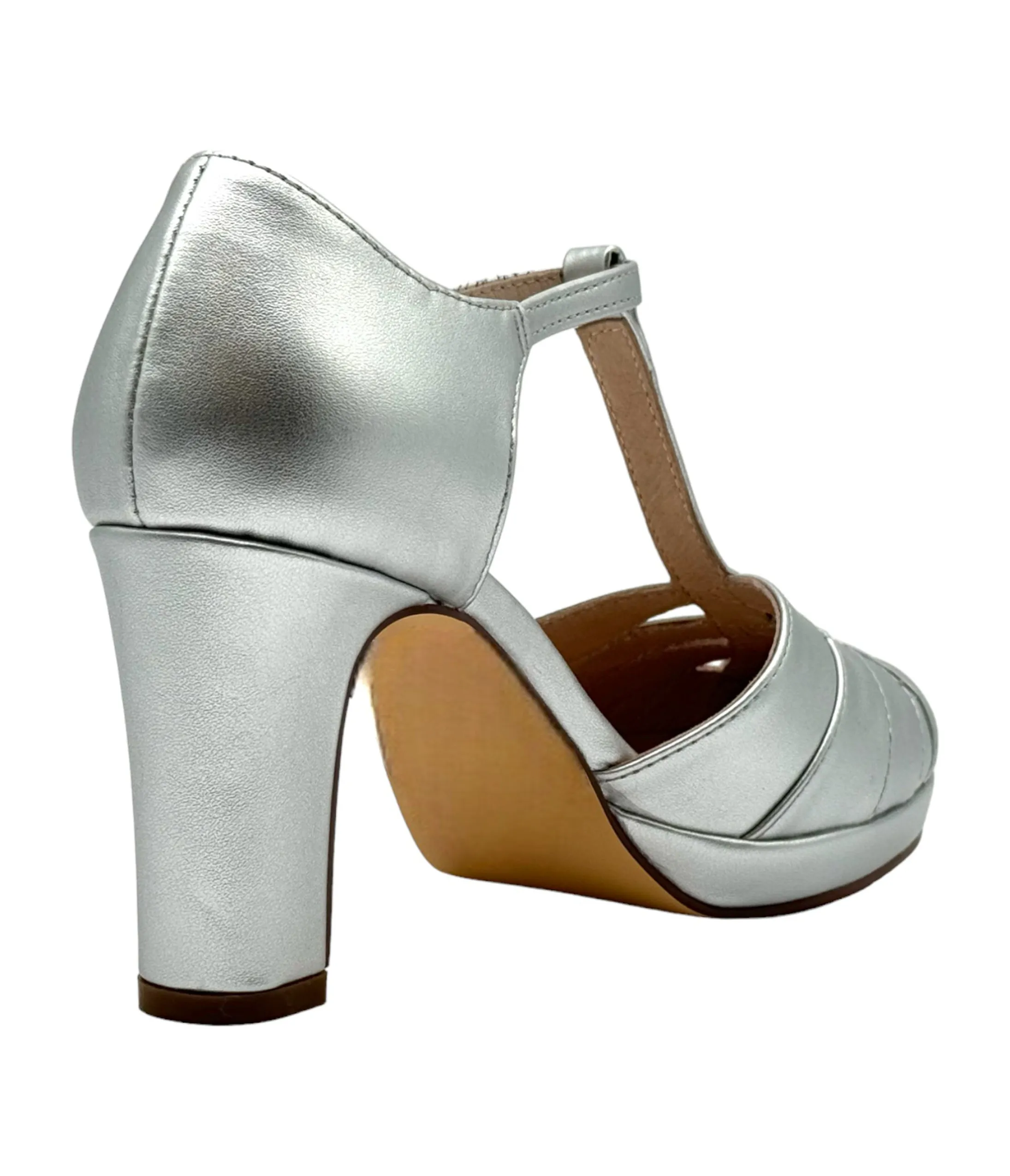 Chelsea Crew Silver T-Strap Francine Heels sold by Unique Vintage product image thumbnail 2