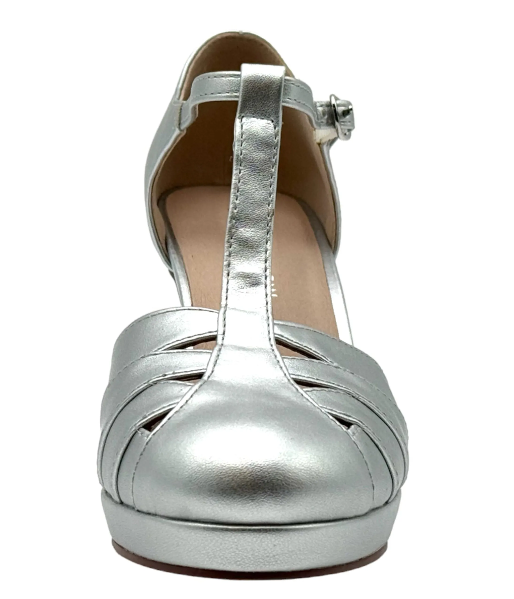 Chelsea Crew Silver T-Strap Francine Heels sold by Unique Vintage product image thumbnail 3