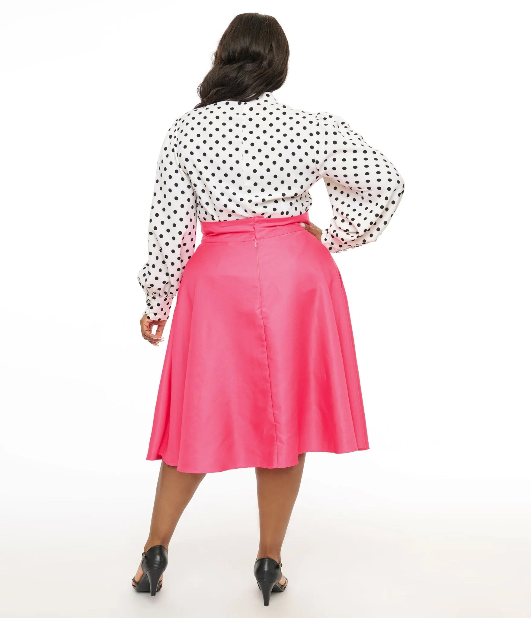 Unique Vintage Plus Size Hot Pink Vivian Swing Skirt sold by Unique Vintage product image thumbnail 3