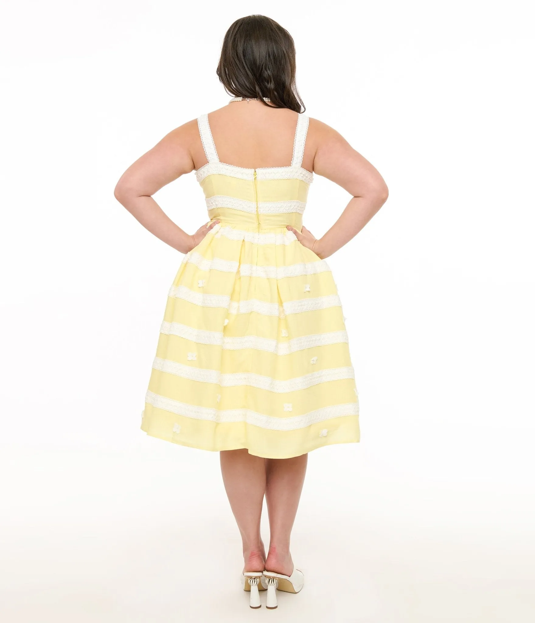 Unique Vintage Plus Size Lemon Merengue & White Lace Sundress sold by Unique Vintage product image thumbnail 3