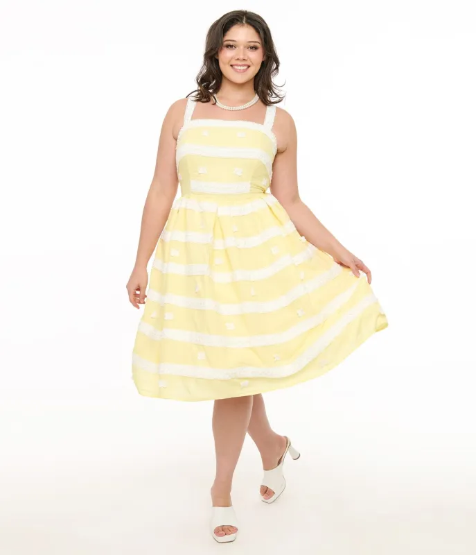 Unique Vintage Plus Size Lemon Merengue & White Lace Sundress made by Unique Vintage