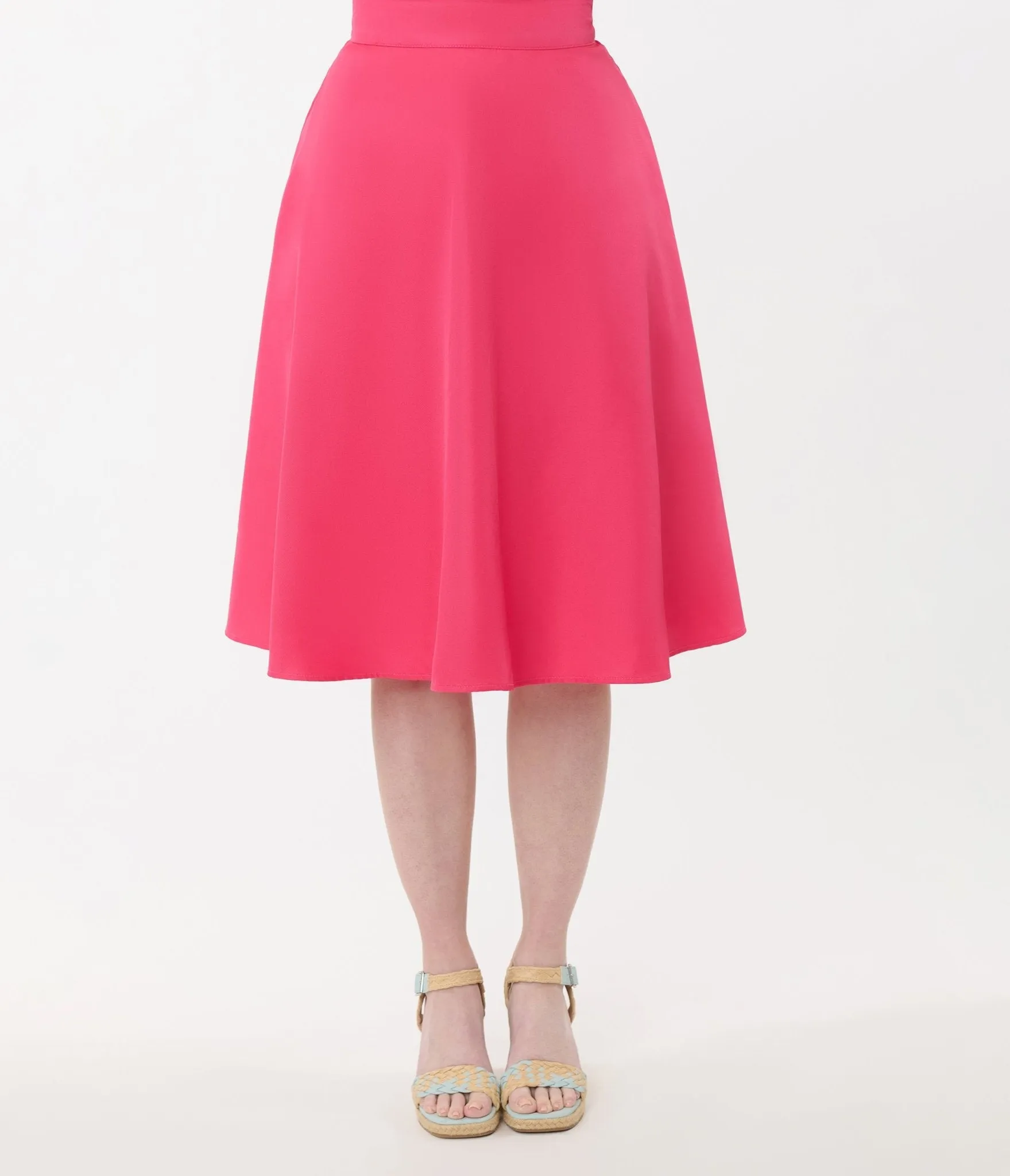 Unique Vintage 1950s Hot Pink High Waist Vivian Swing Skirt sold by Unique Vintage product image thumbnail 2