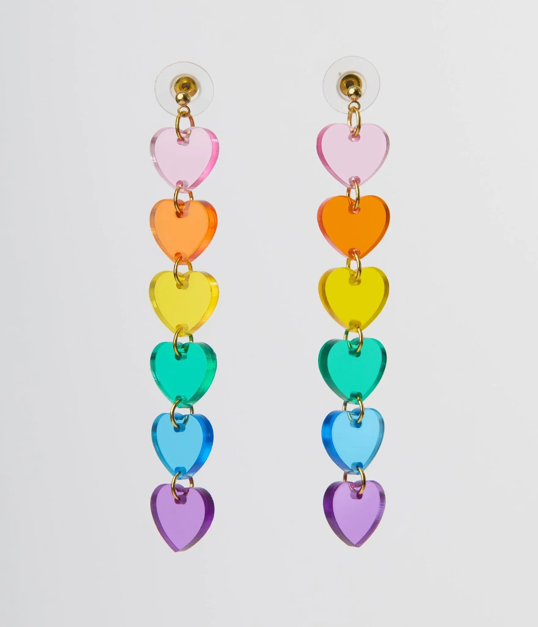 Translucent Rainbow Heart Earrings sold by Unique Vintage