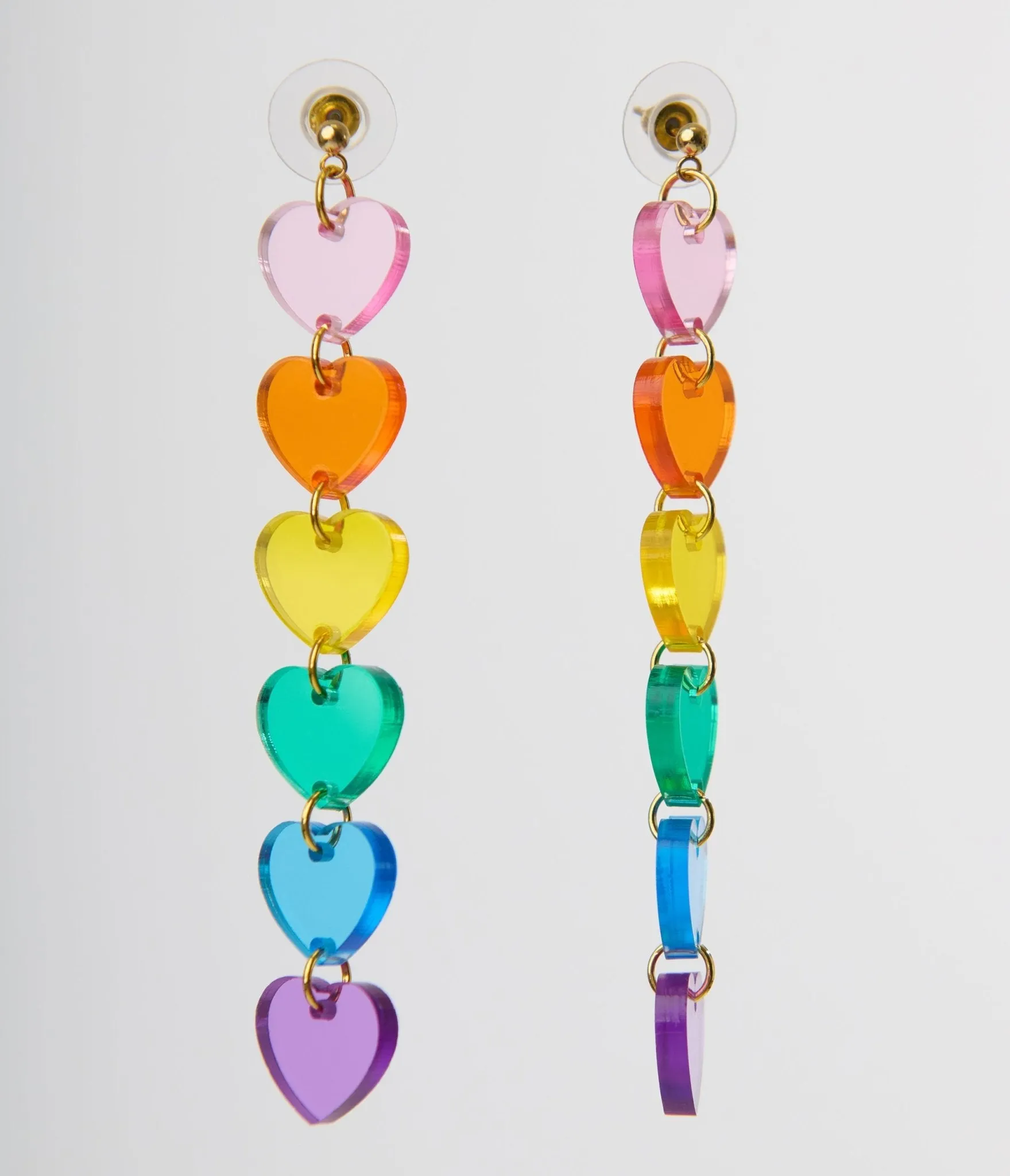 Translucent Rainbow Heart Earrings sold by Unique Vintage product image thumbnail 2