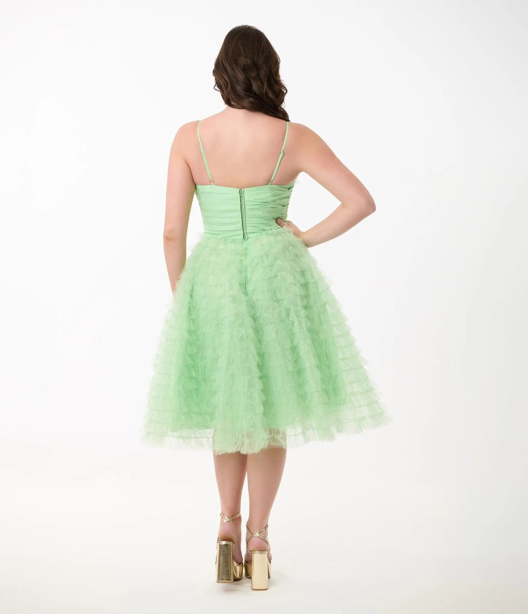 Unique Vintage Mint Green Glitter Tulle Cupcake Swing Dress sold by Unique Vintage product image thumbnail 3