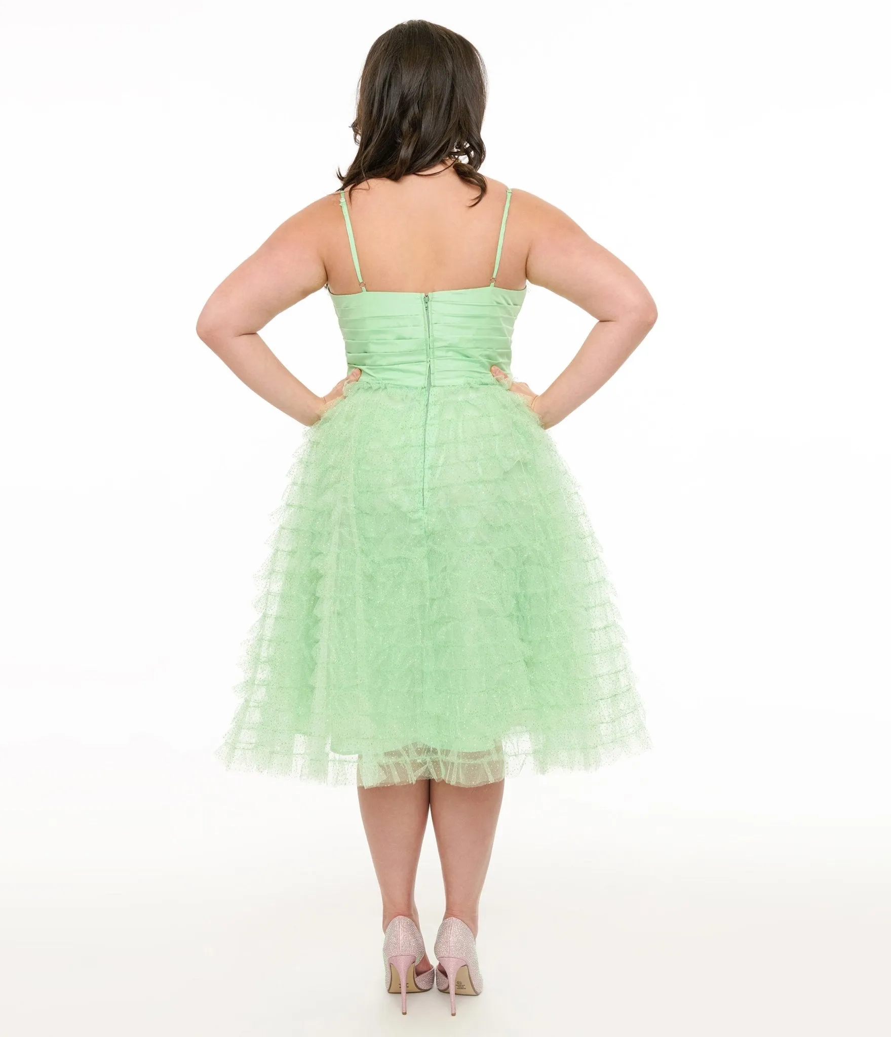 Unique Vintage Plus Size Mint Green Glitter Tulle Cupcake Swing Dress sold by Unique Vintage product image thumbnail 3
