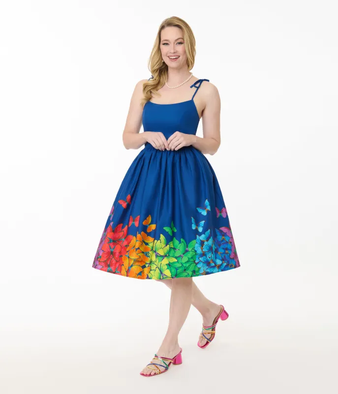 Unique Vintage Rainbow Butterfly Cotton Bobbie Swing Dress sold by Unique Vintage