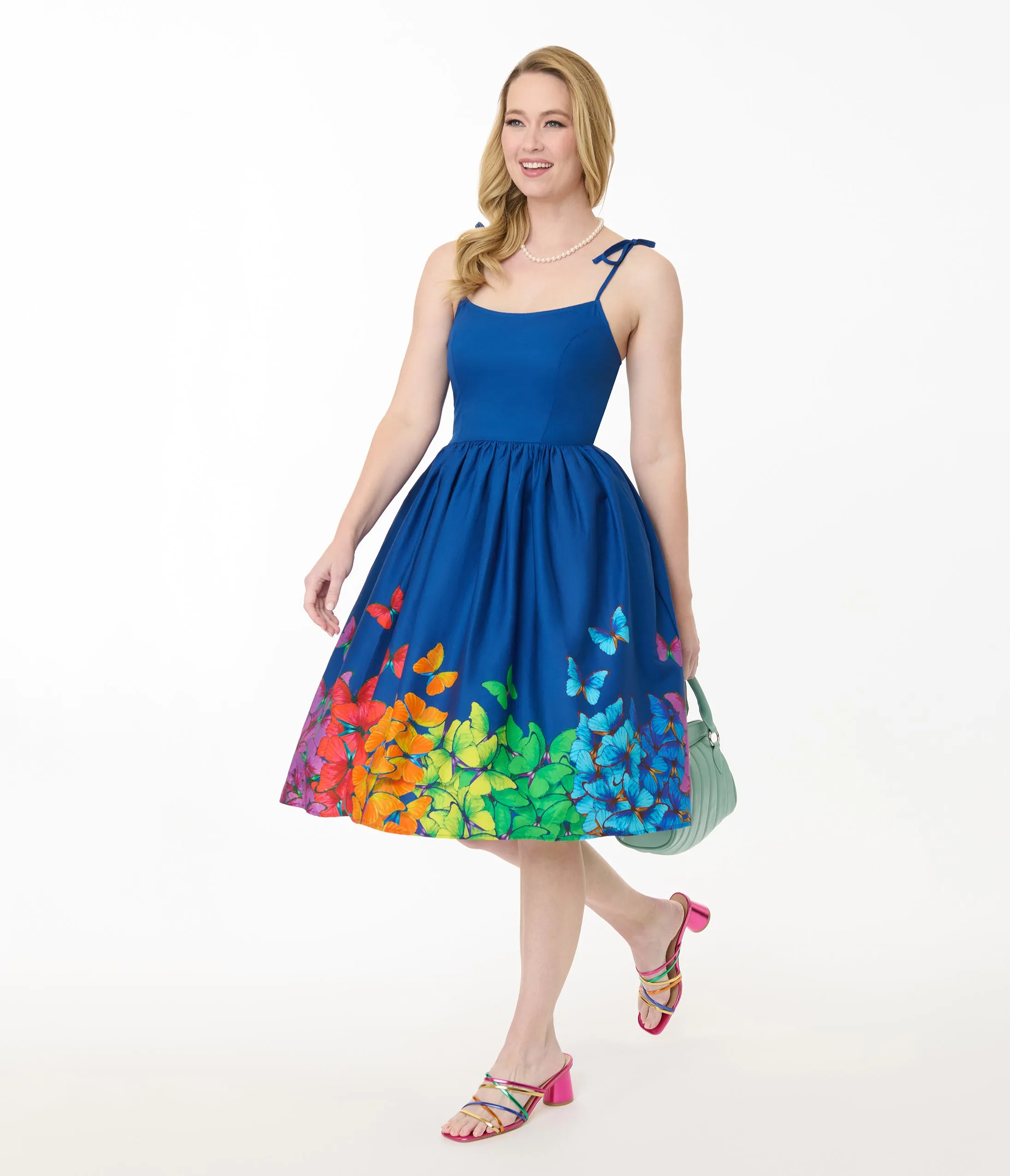 Unique Vintage Rainbow Butterfly Cotton Bobbie Swing Dress sold by Unique Vintage product image thumbnail 5