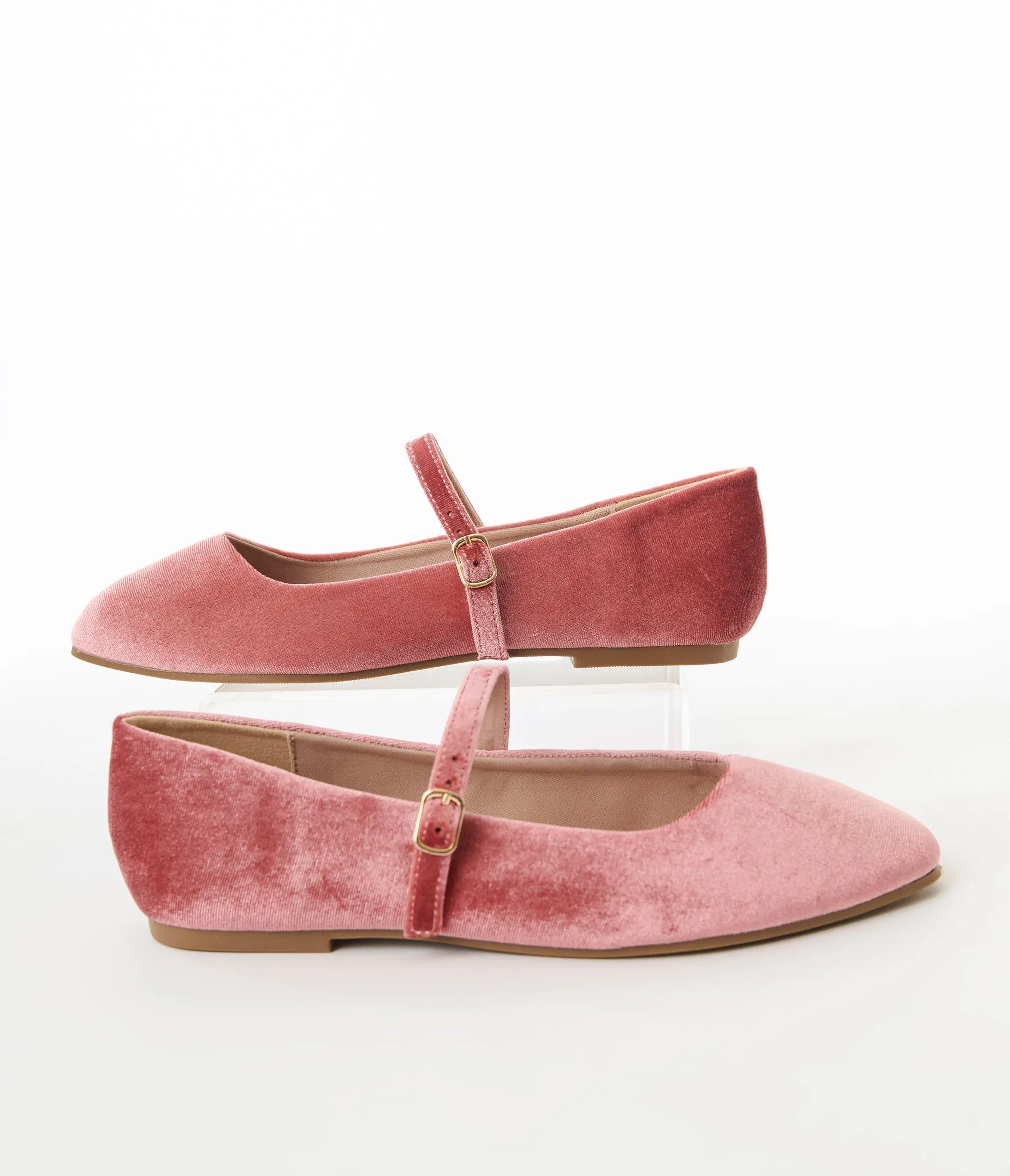Mauve Velvet Ballet Flats sold by Unique Vintage