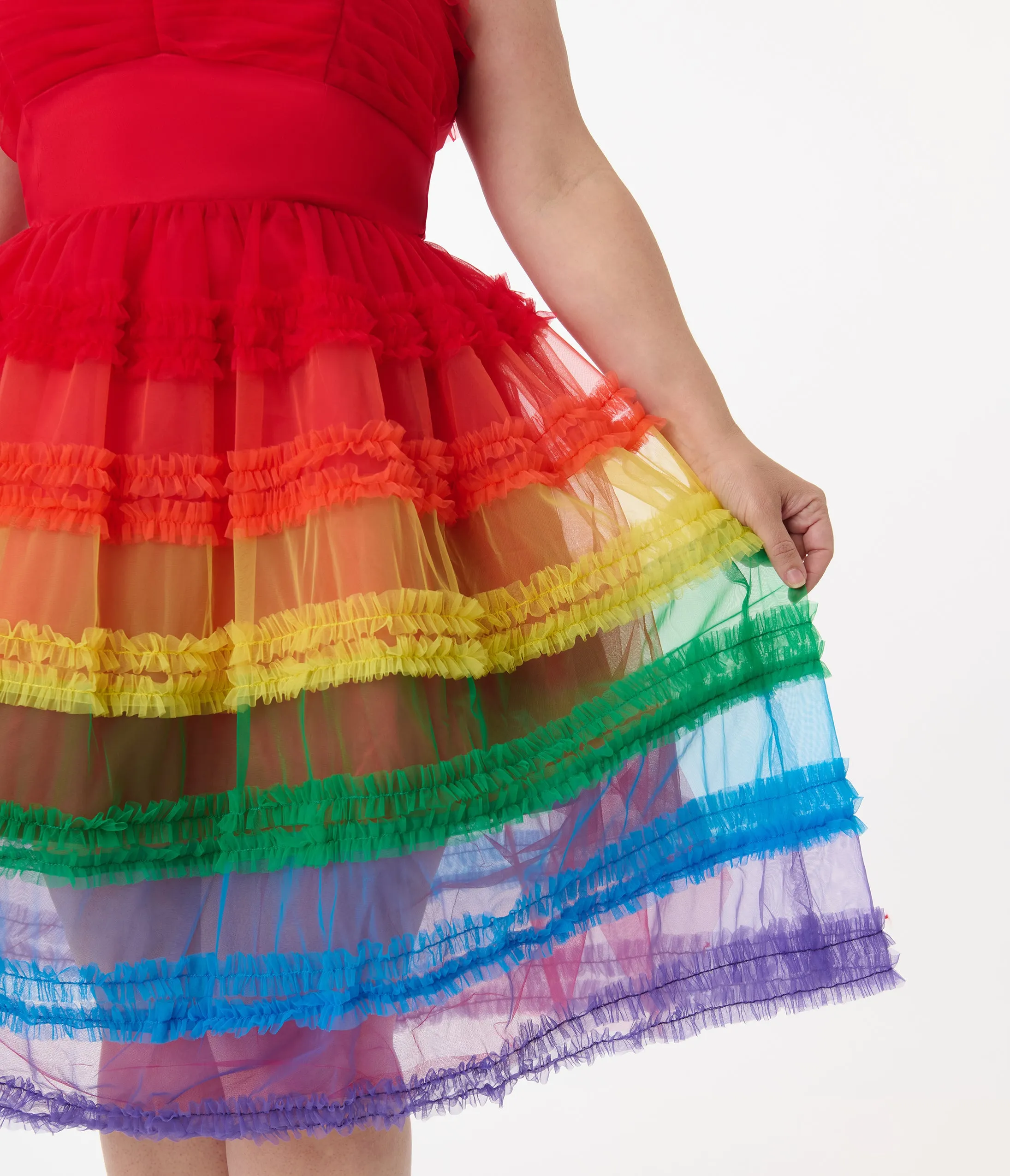 Unique Vintage Plus Size Rainbow Tiered Sheer Midi Dress sold by Unique Vintage product image thumbnail 3