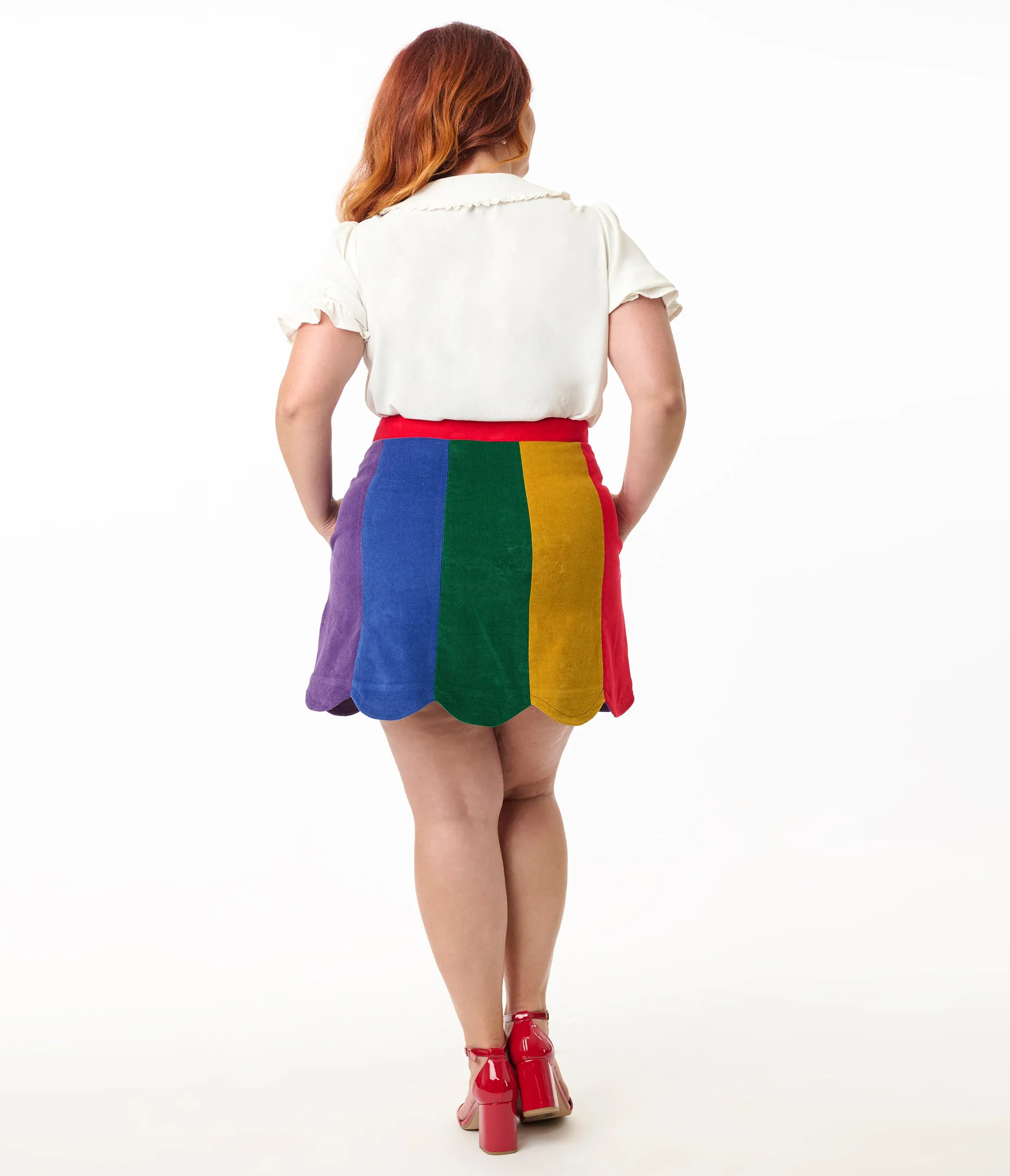 Smak Parlour Plus Size Rainbow Stripe Corduroy Mini Skirt sold by Unique Vintage product image thumbnail 3