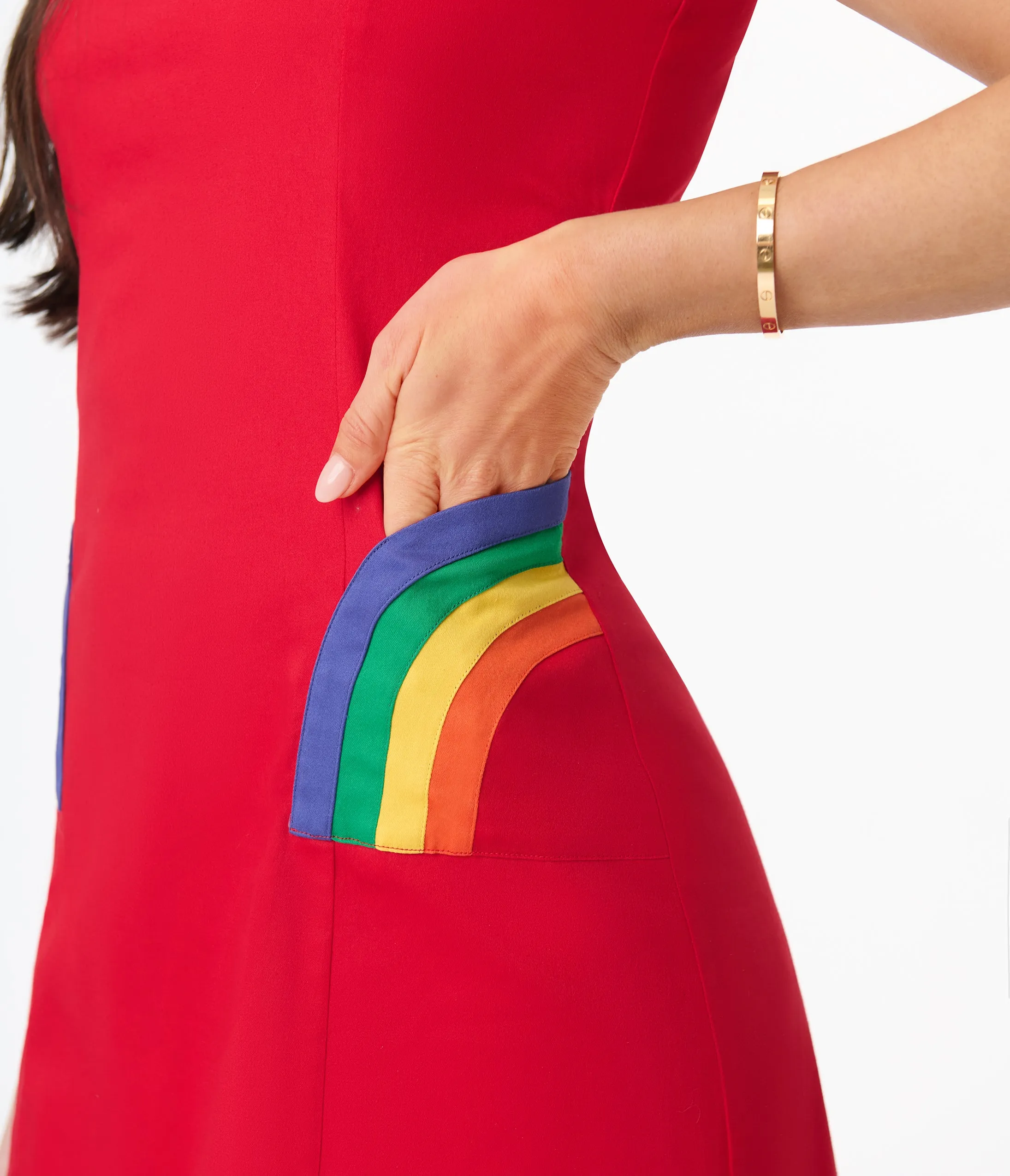 Smak Parlour Red Rainbow Pocket Mod Shift Dress sold by Unique Vintage product image thumbnail 2