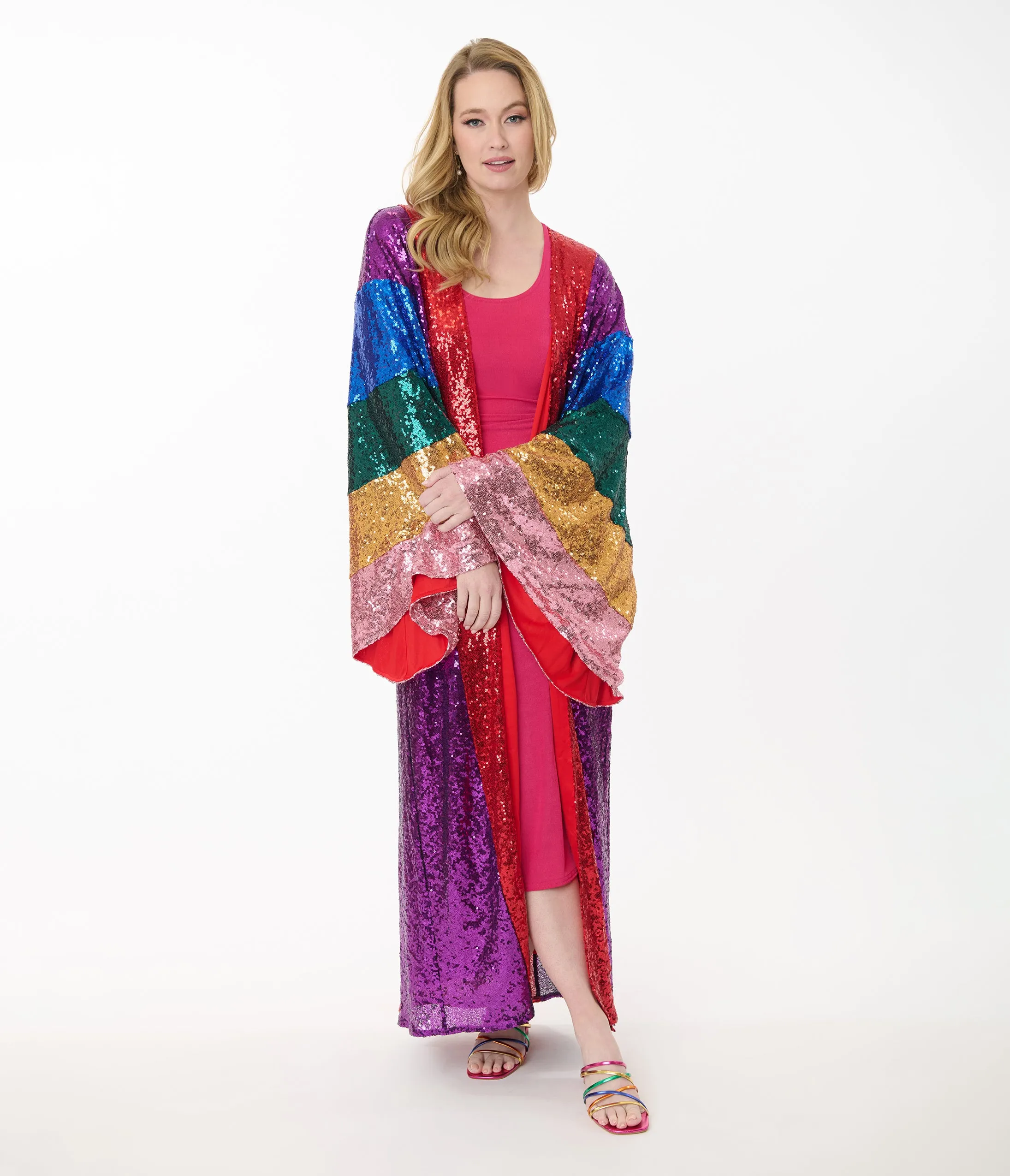 Unique Vintage Rainbow Sequin Striped Long Kimono sold by Unique Vintage product image thumbnail 3