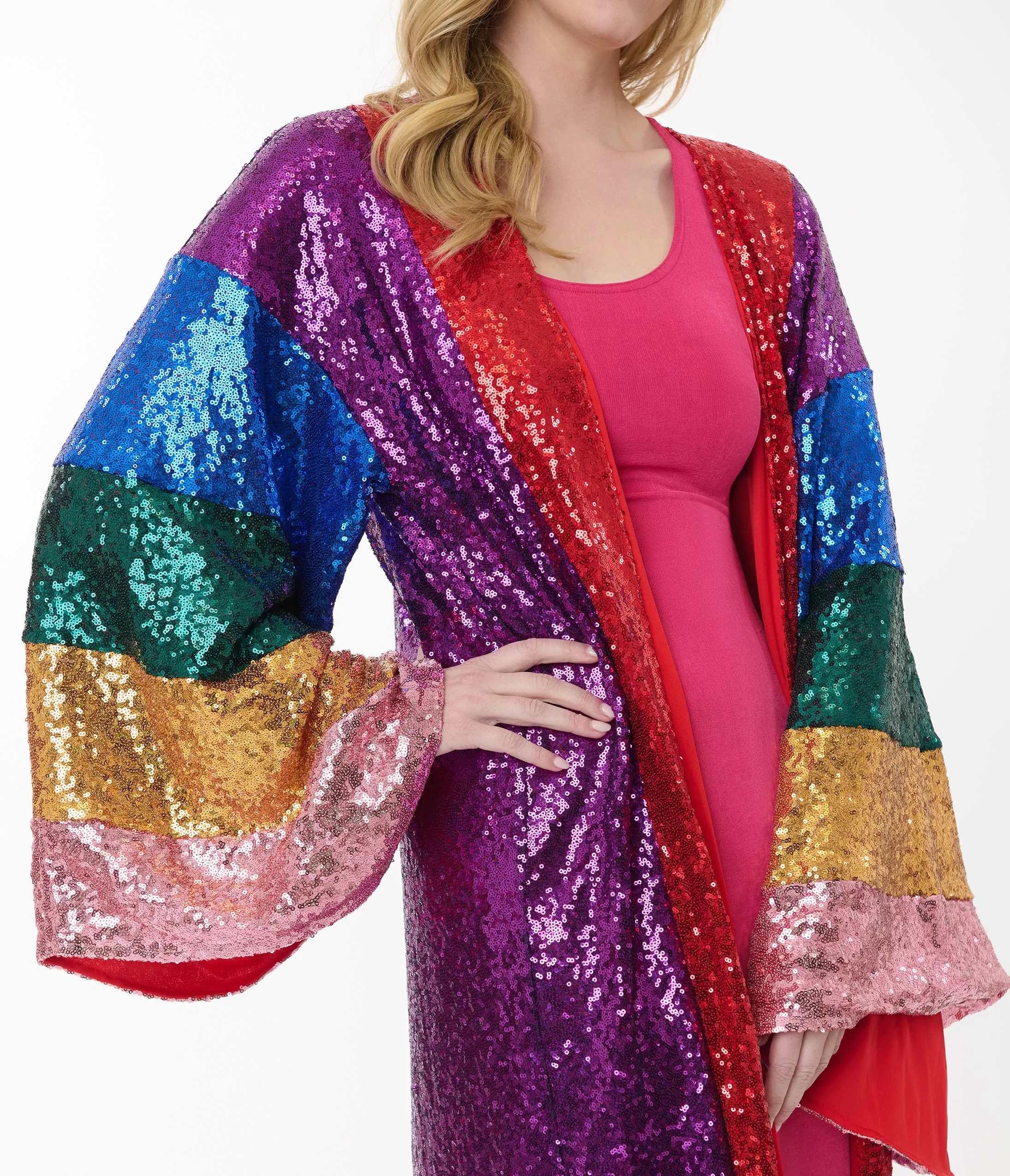 Unique Vintage Rainbow Sequin Striped Long Kimono sold by Unique Vintage product image thumbnail 2