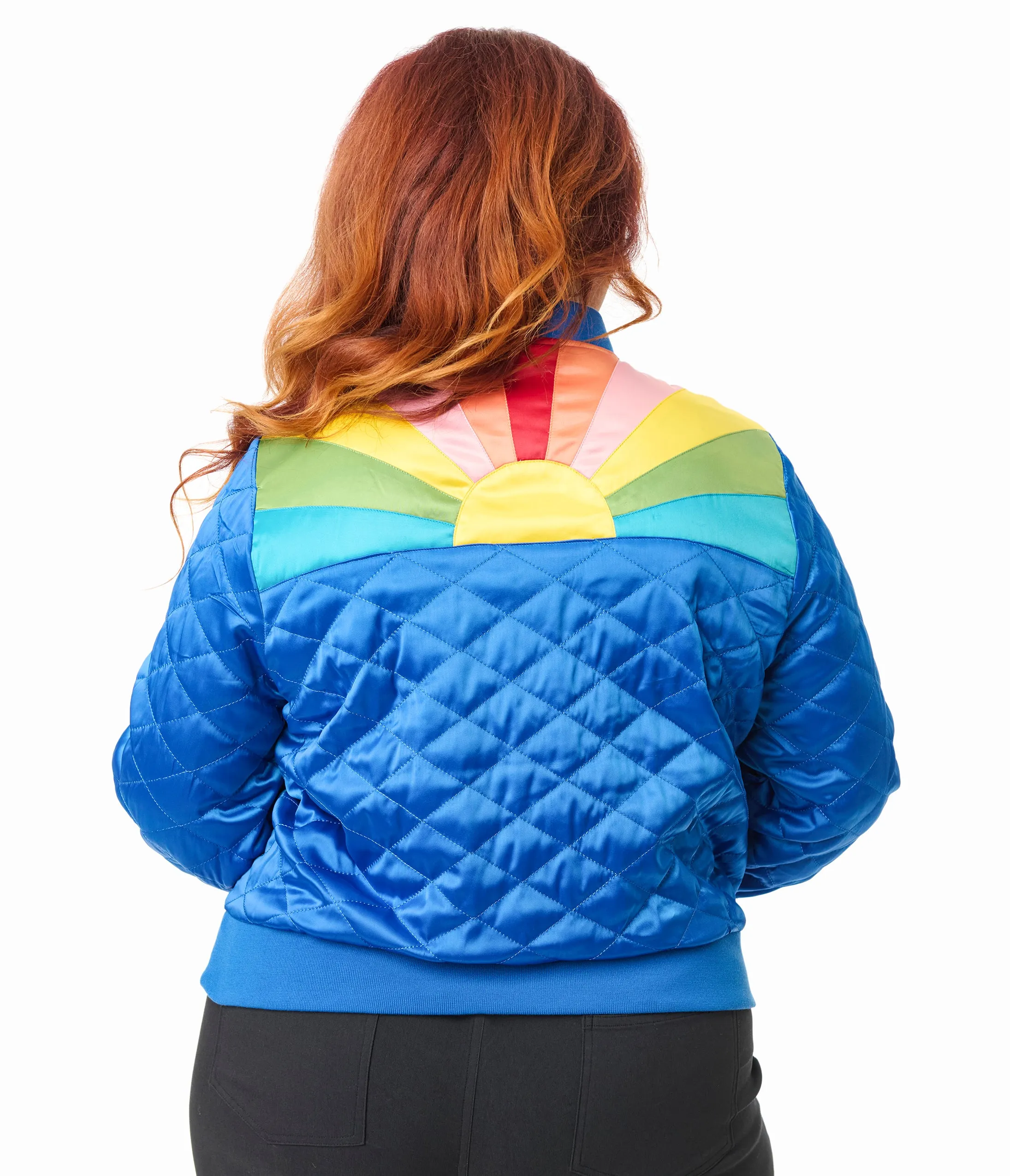Unique Vintage Plus Size Blue & Rainbow Quilted Varsity Jacket sold by Unique Vintage product image thumbnail 3