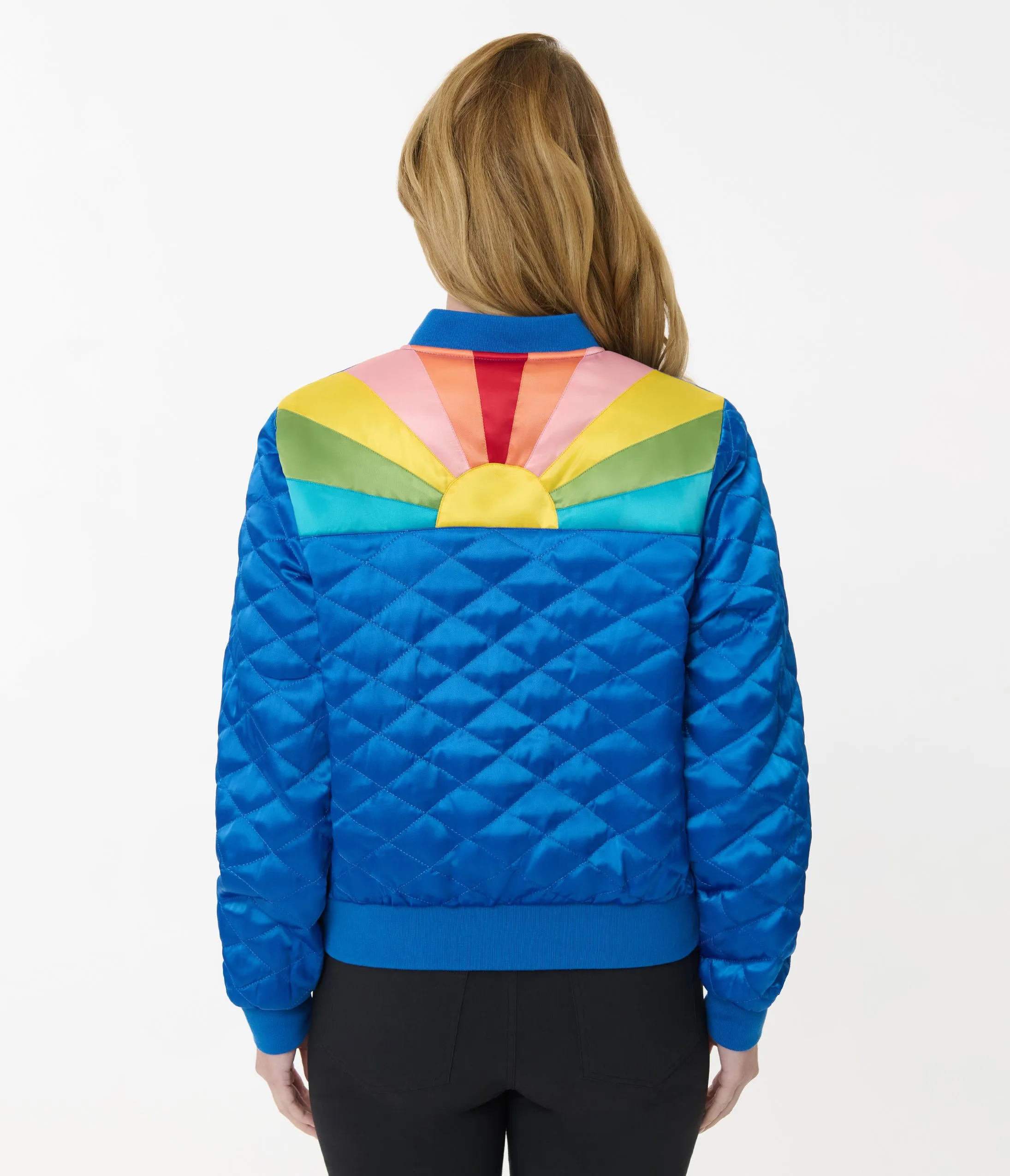 Unique Vintage Blue & Rainbow Quilted Varsity Jacket sold by Unique Vintage product image thumbnail 3