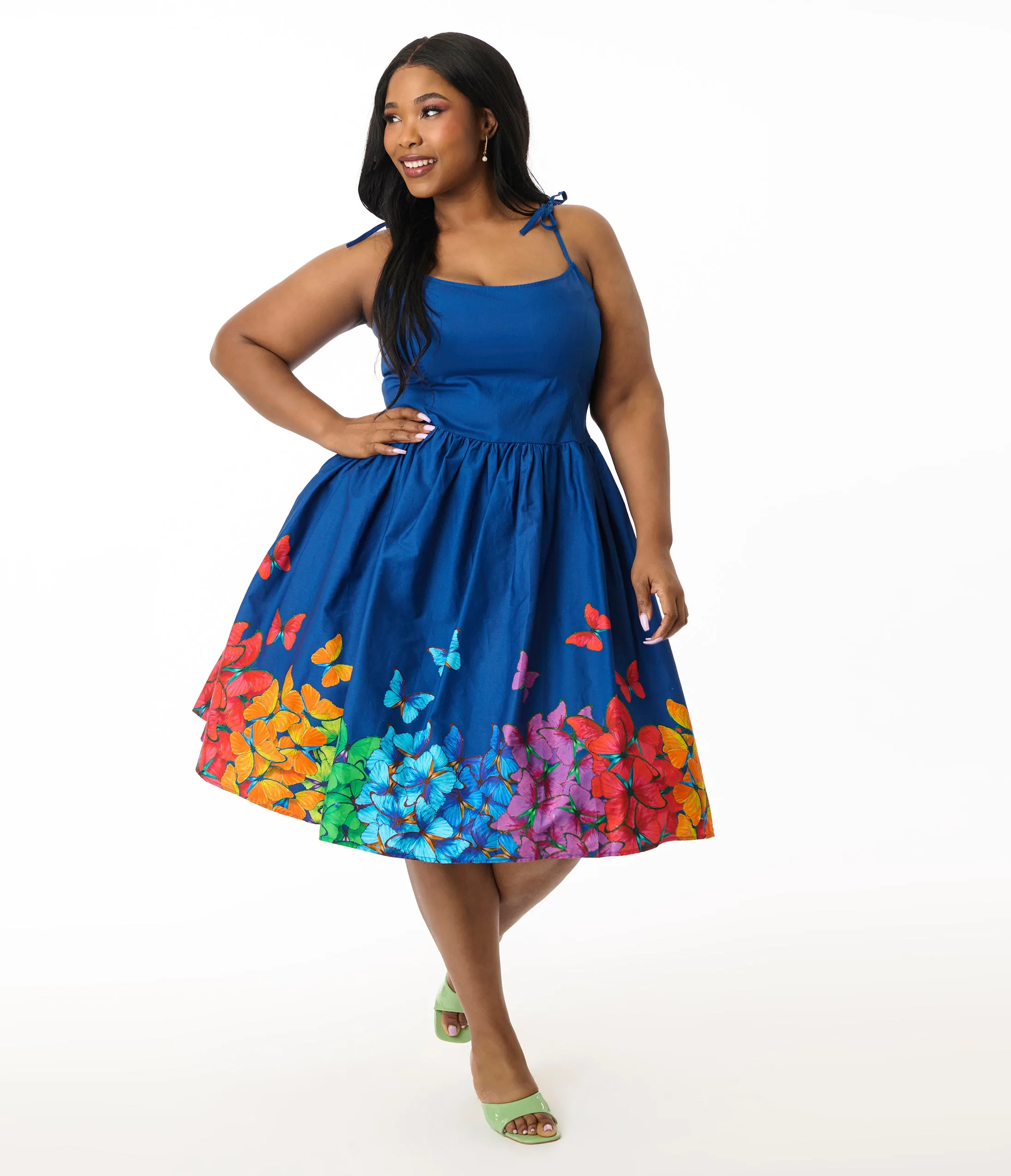 Unique Vintage Plus Size Rainbow Butterfly Cotton Bobbie Swing Dress sold by Unique Vintage