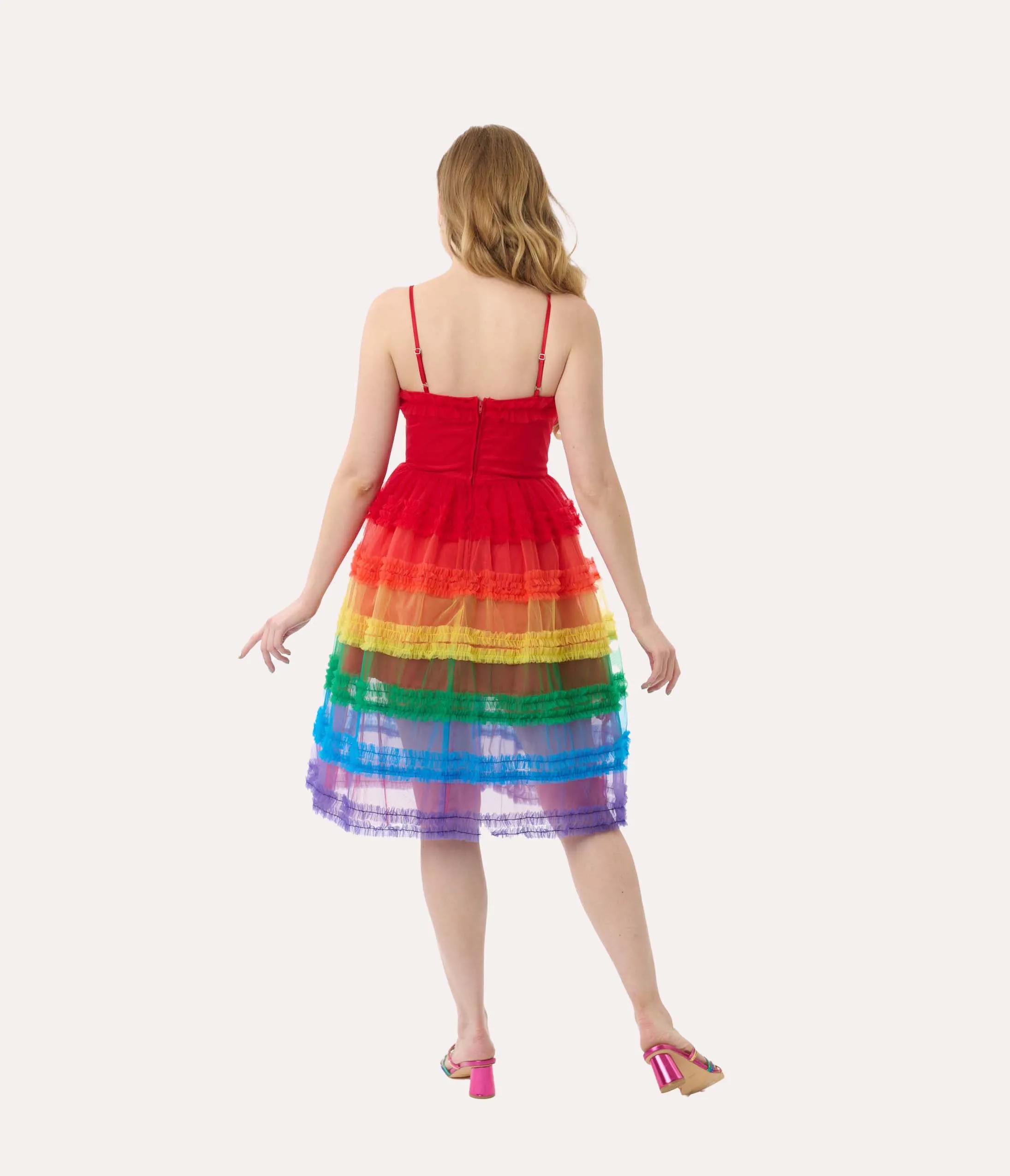 Unique Vintage Rainbow Tiered Sheer Midi Dress sold by Unique Vintage product image thumbnail 2