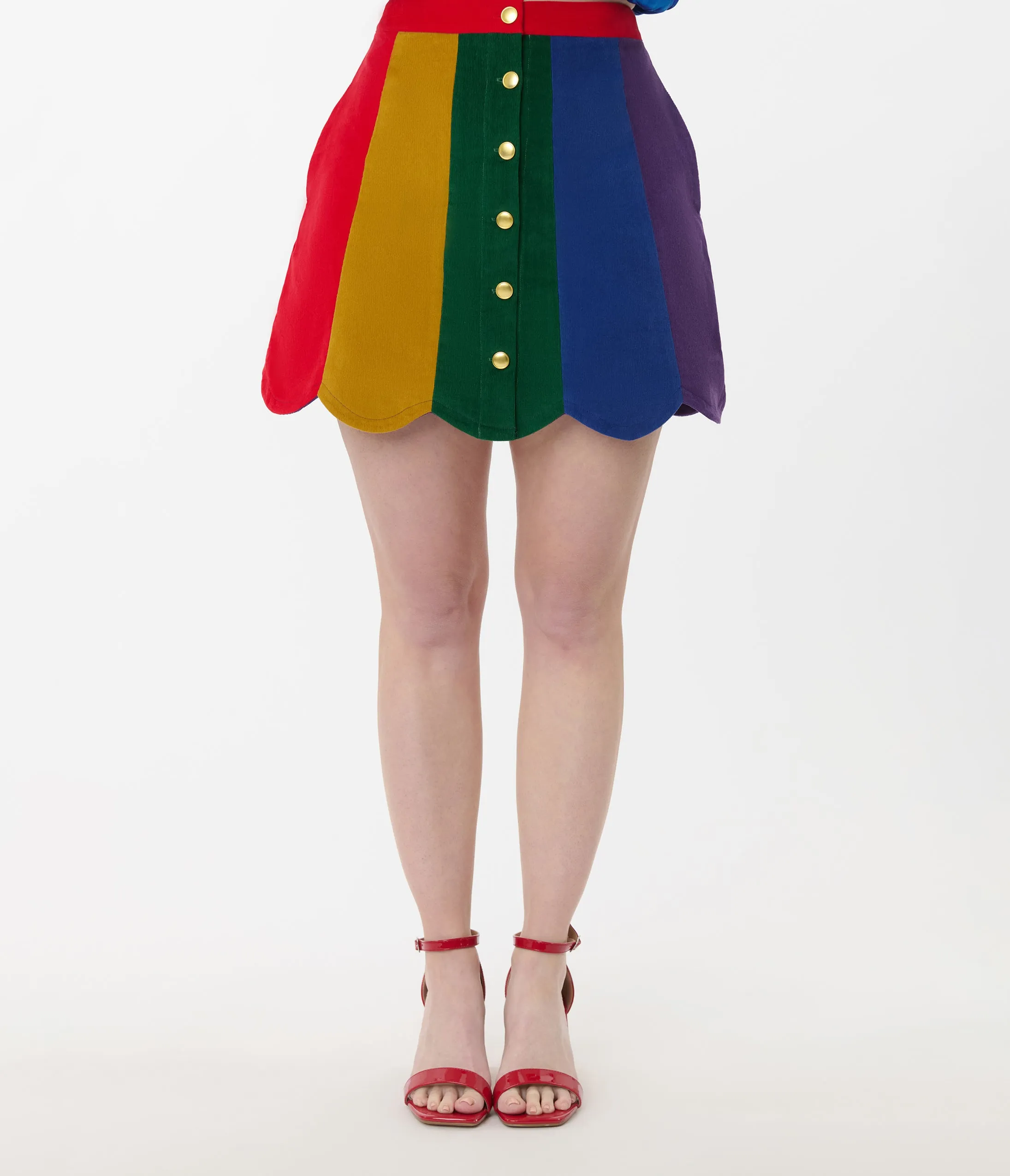 Smak Parlour Rainbow Stripe Corduroy Mini Skirt sold by Unique Vintage product image thumbnail 2