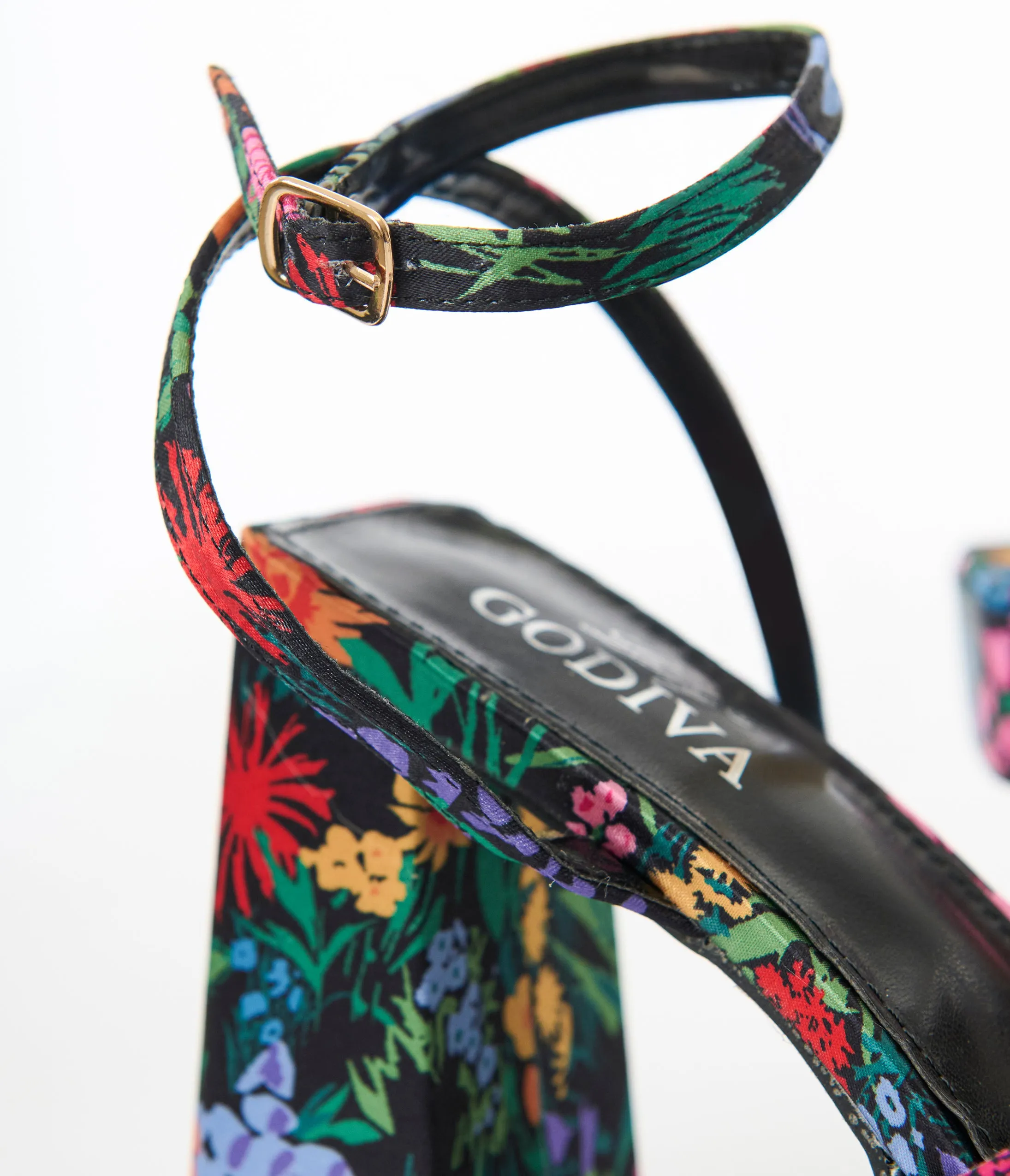 Black Floral Lexico Platform Sandals sold by Unique Vintage product image thumbnail 3