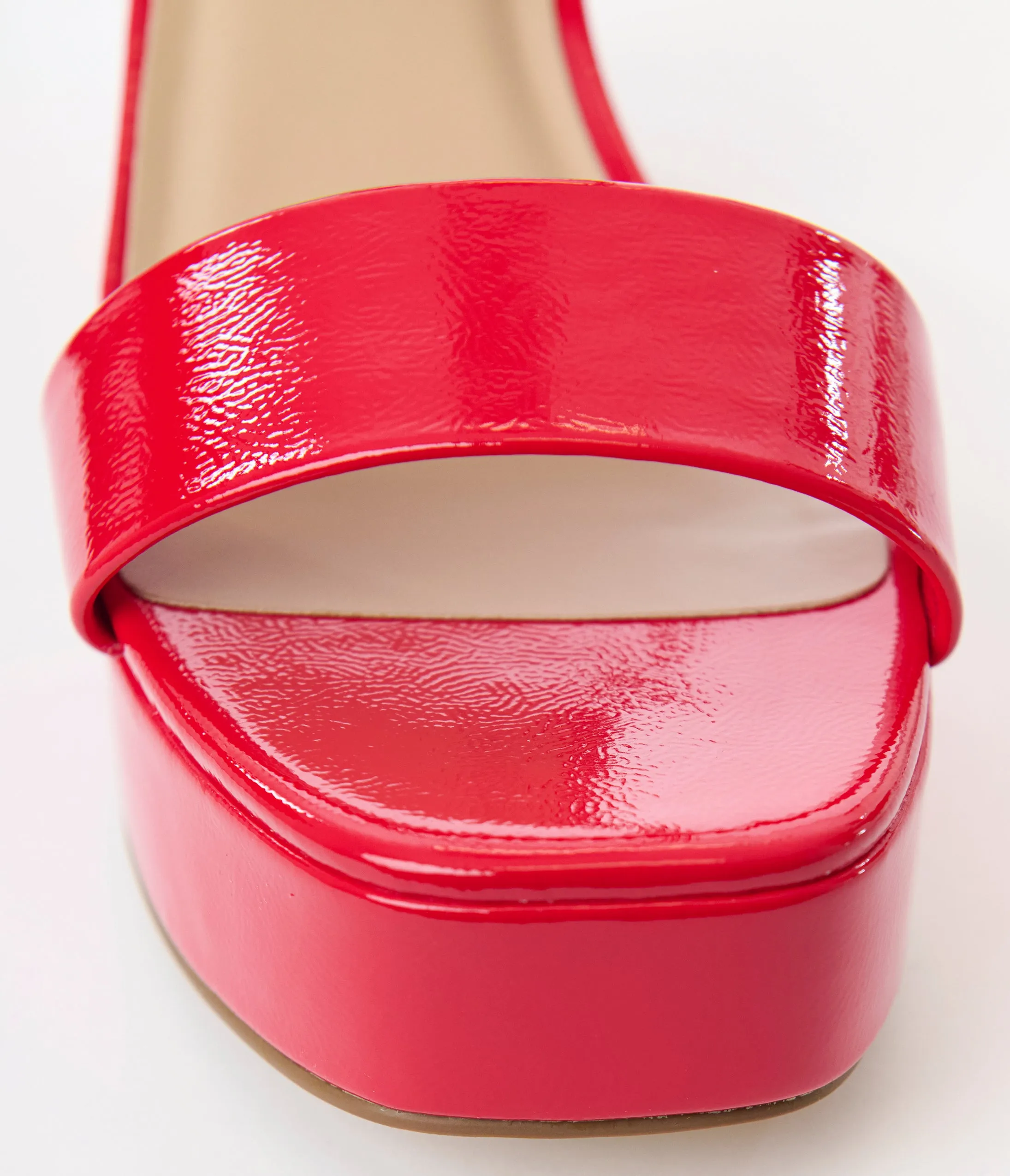 Red Patent Leatherette Platform Heels sold by Unique Vintage product image thumbnail 2