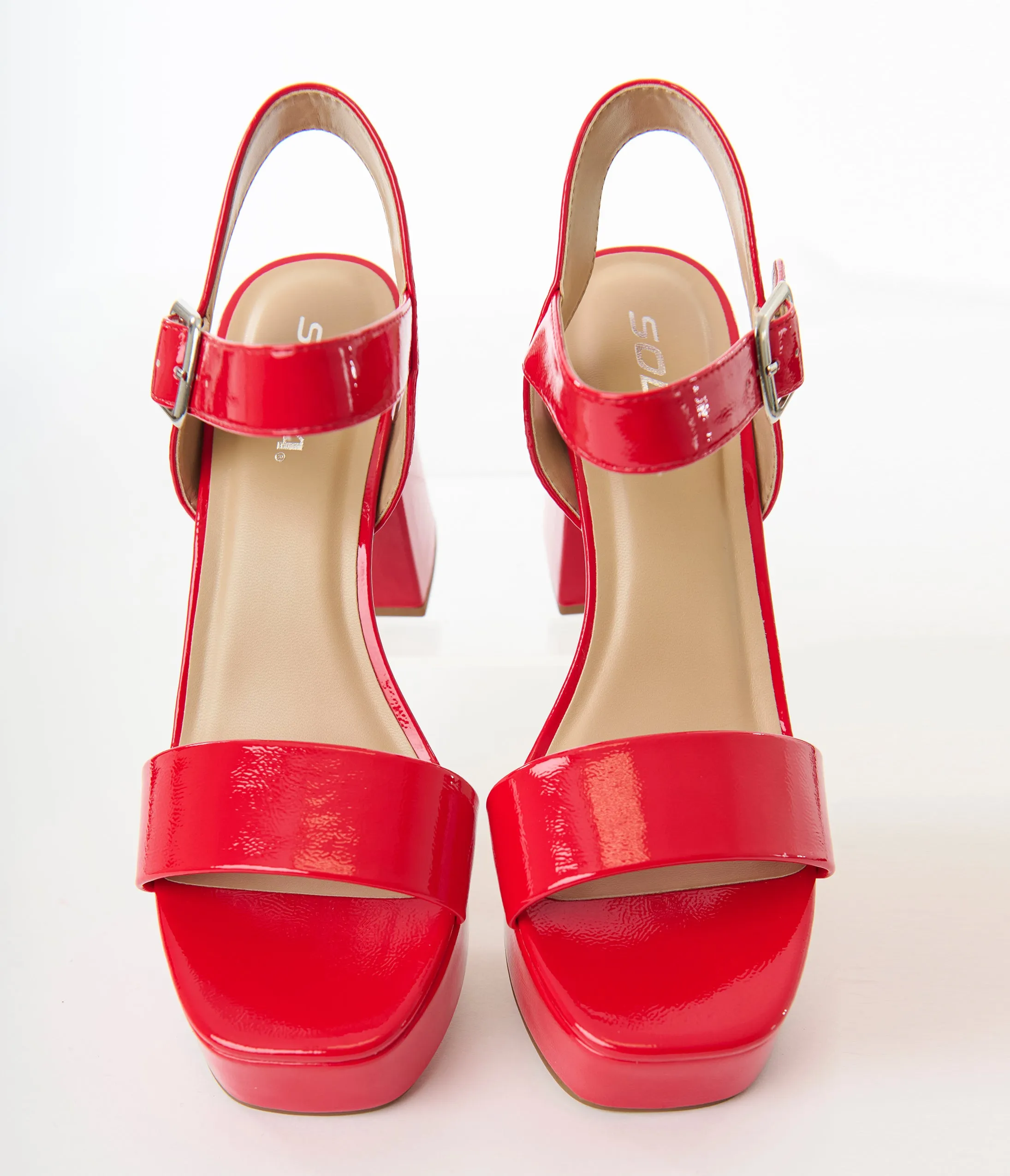 Red Patent Leatherette Platform Heels sold by Unique Vintage product image thumbnail 4