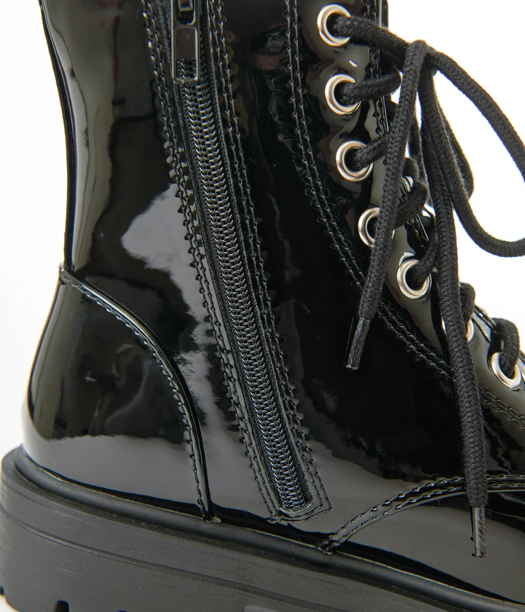 Black Patent Leatherette Lace Up Boots sold by Unique Vintage product image thumbnail 2