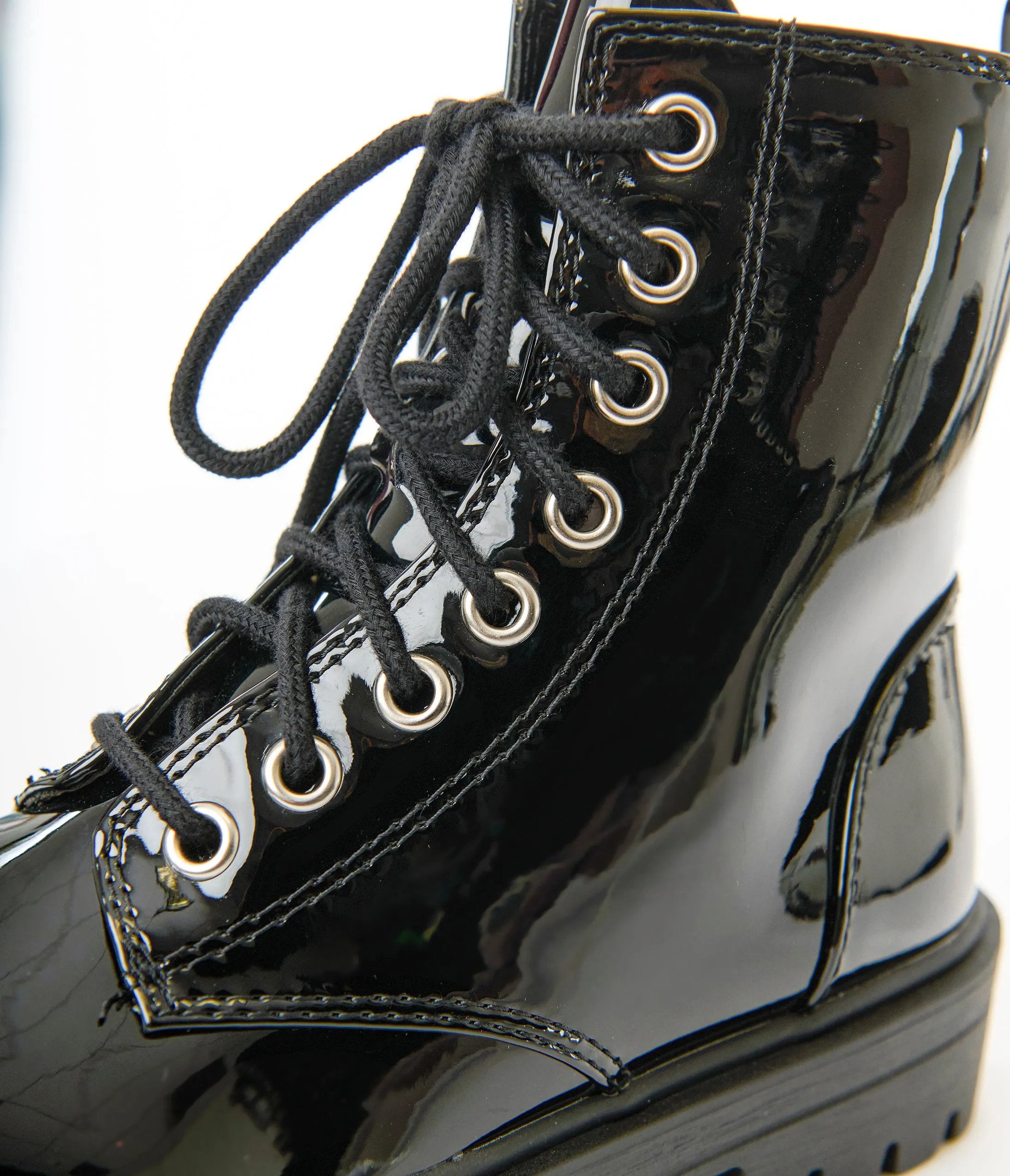 Black Patent Leatherette Lace Up Boots sold by Unique Vintage product image thumbnail 3