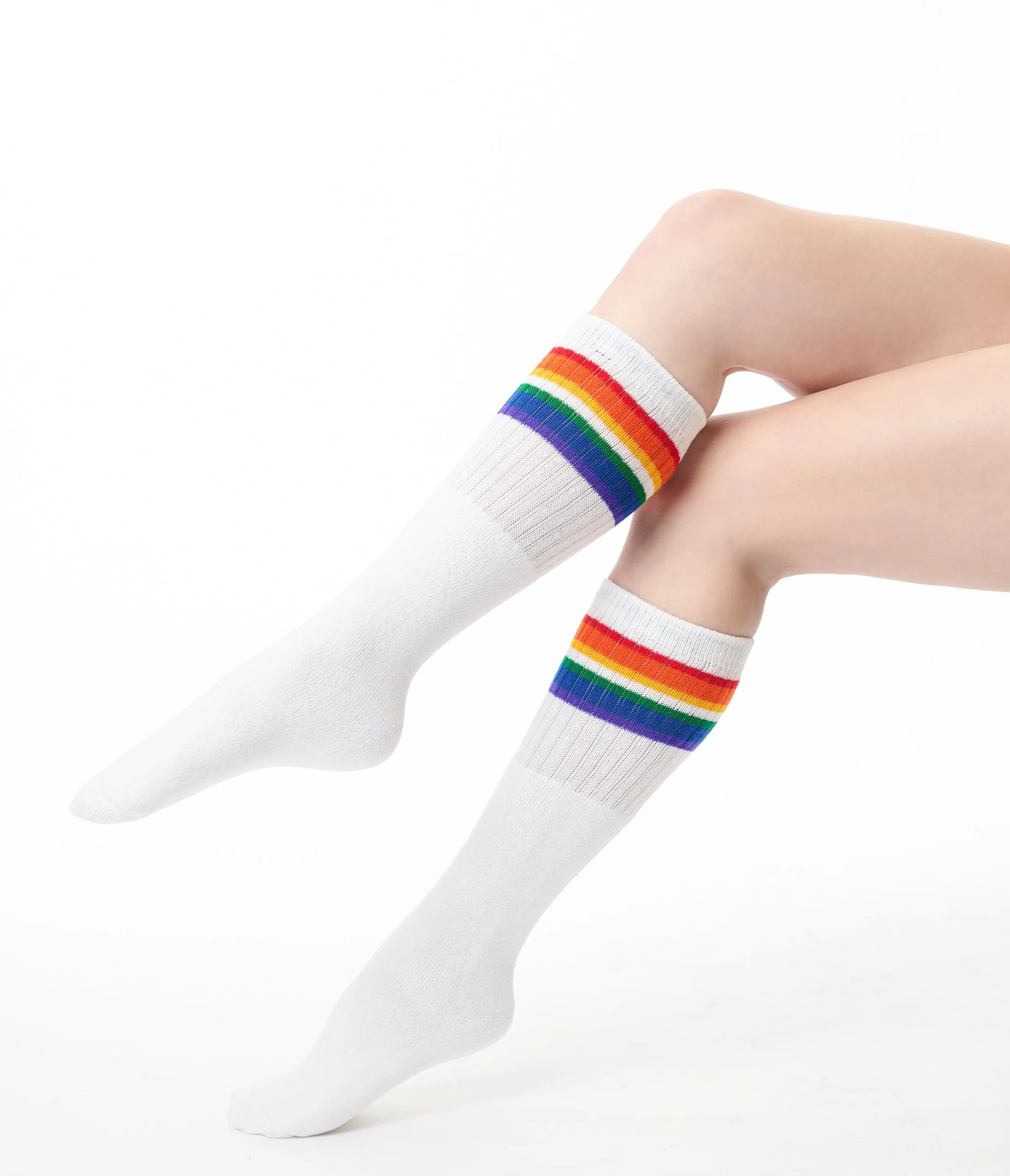 Love Rainbow Knee High Tube Socks sold by Unique Vintage
