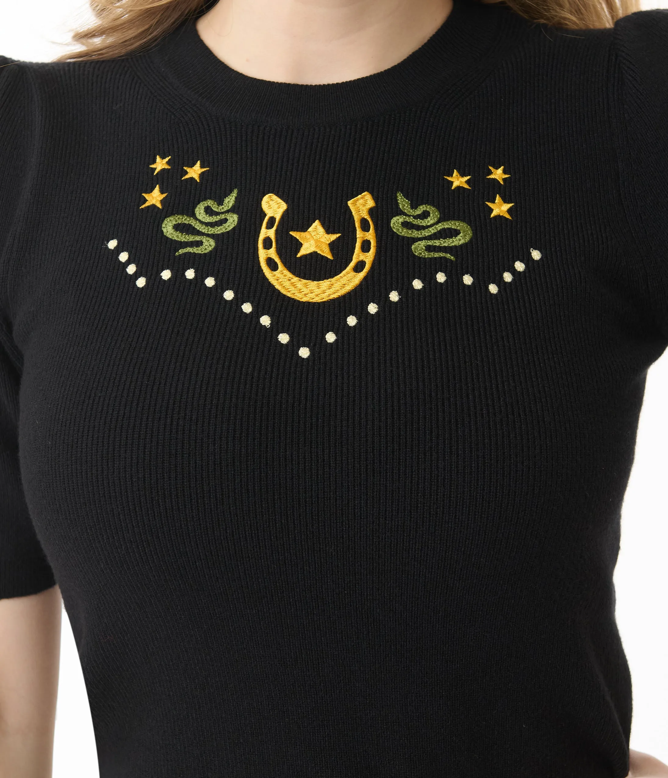 Mischief Made Black Lucky Horseshoe Sweater sold by Unique Vintage product image thumbnail 2