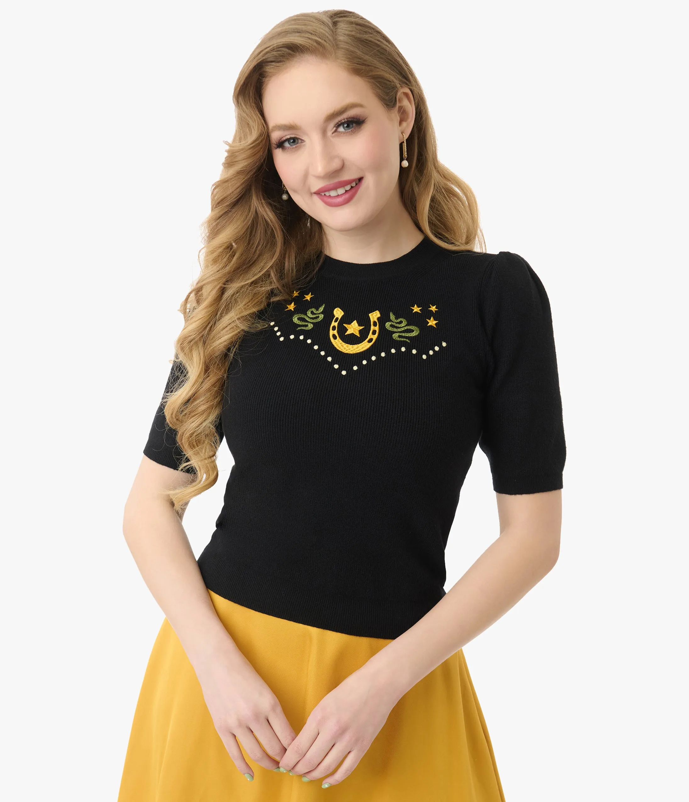 Mischief Made Black Lucky Horseshoe Sweater sold by Unique Vintage product image thumbnail 4