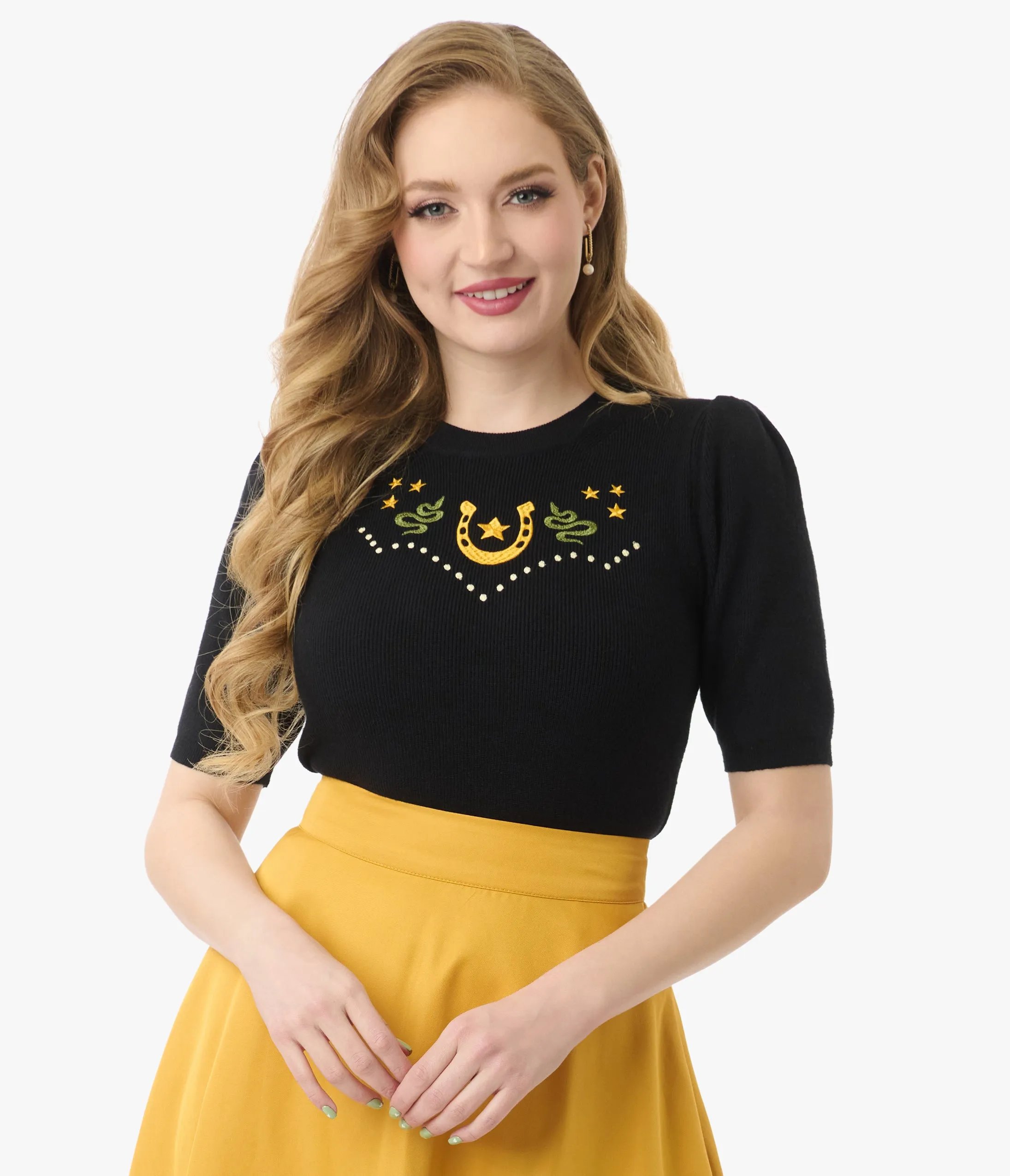 Mischief Made Black Lucky Horseshoe Sweater sold by Unique Vintage