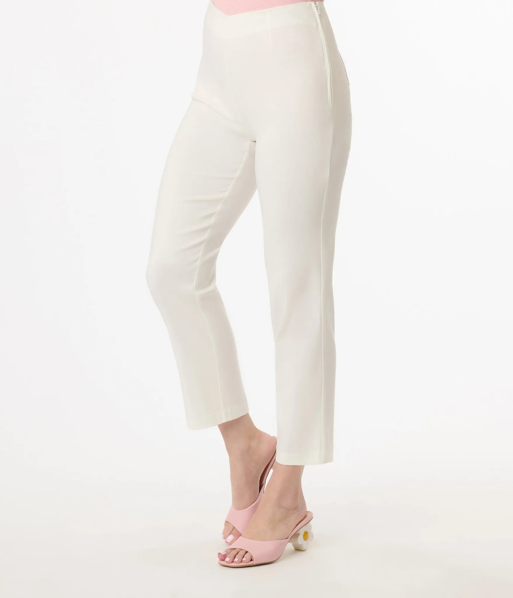 Unique Vintage 1960s White Cigarette Pants sold by Unique Vintage product image thumbnail 2