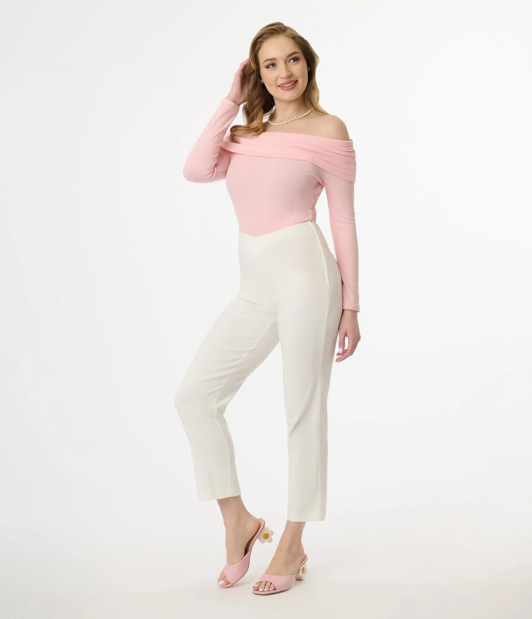 Unique Vintage 1960s White Cigarette Pants sold by Unique Vintage