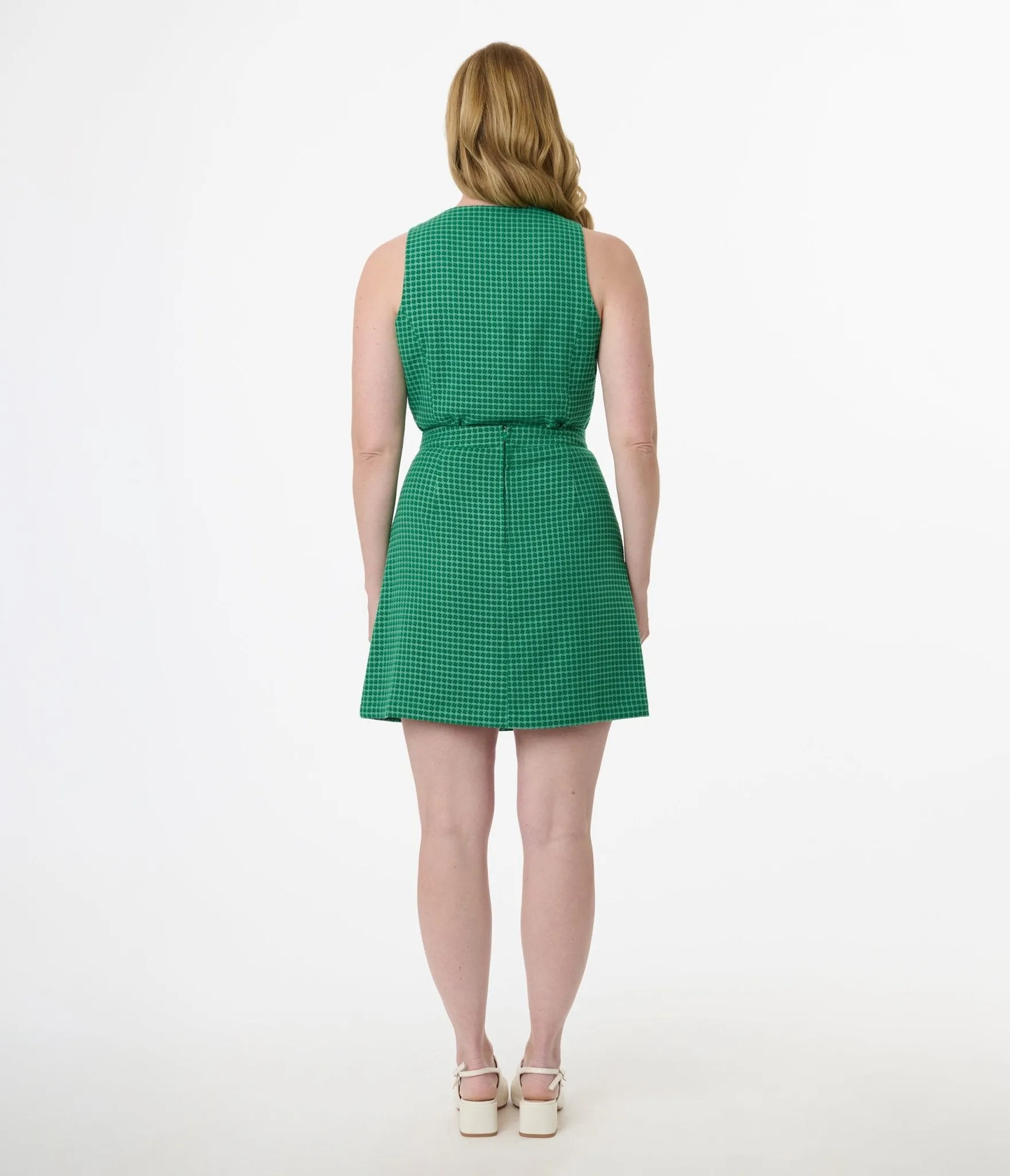 Smak Parlour Green Houndstooth A-Line Mini Skirt sold by Unique Vintage product image thumbnail 2