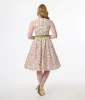 Unique Vintage 1950s Pink & Green Floral Sleeveless Cotton Swing Dress sold by Unique Vintage