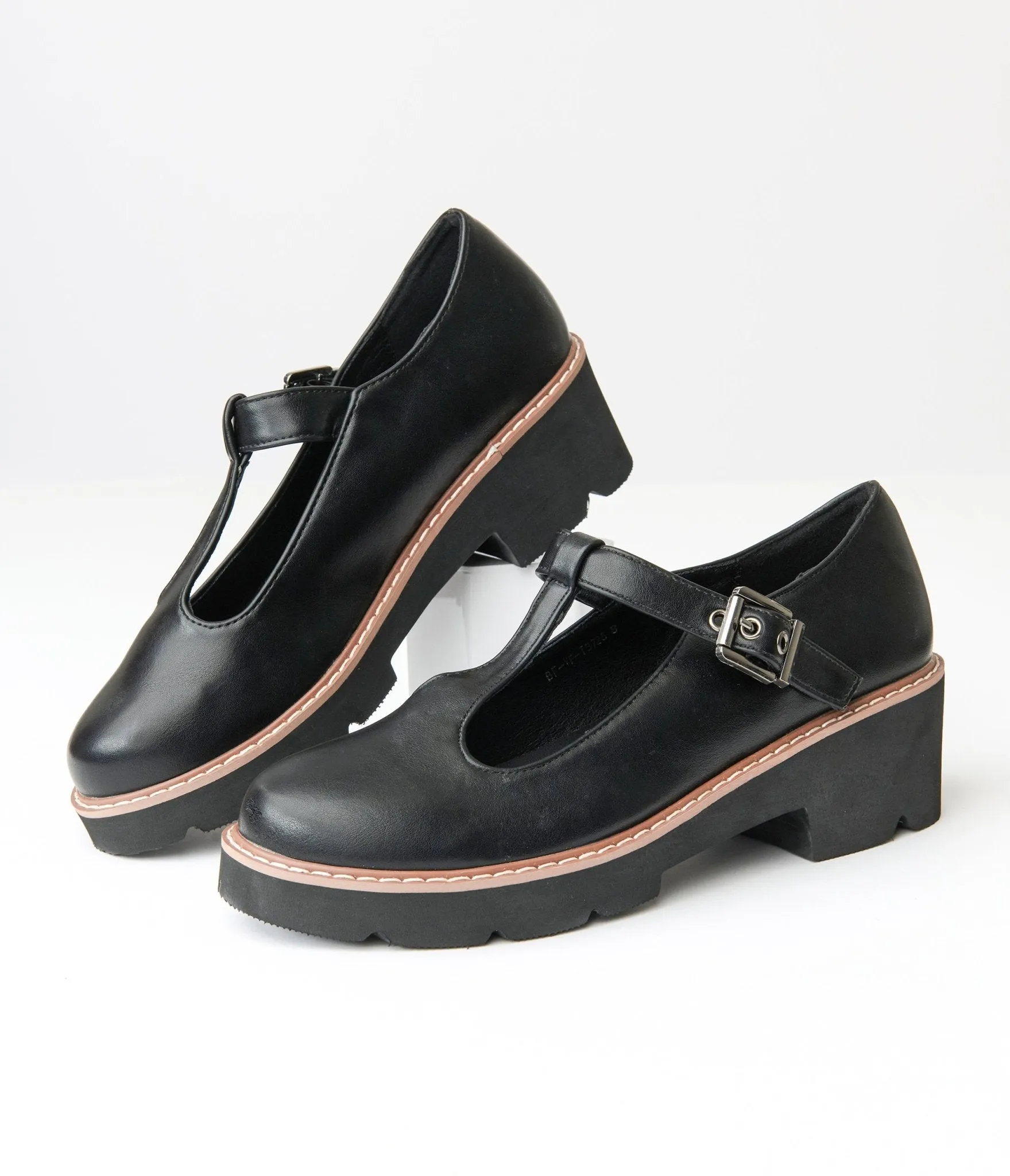 Black Leatherette Mary Jane Platforms sold by Unique Vintage