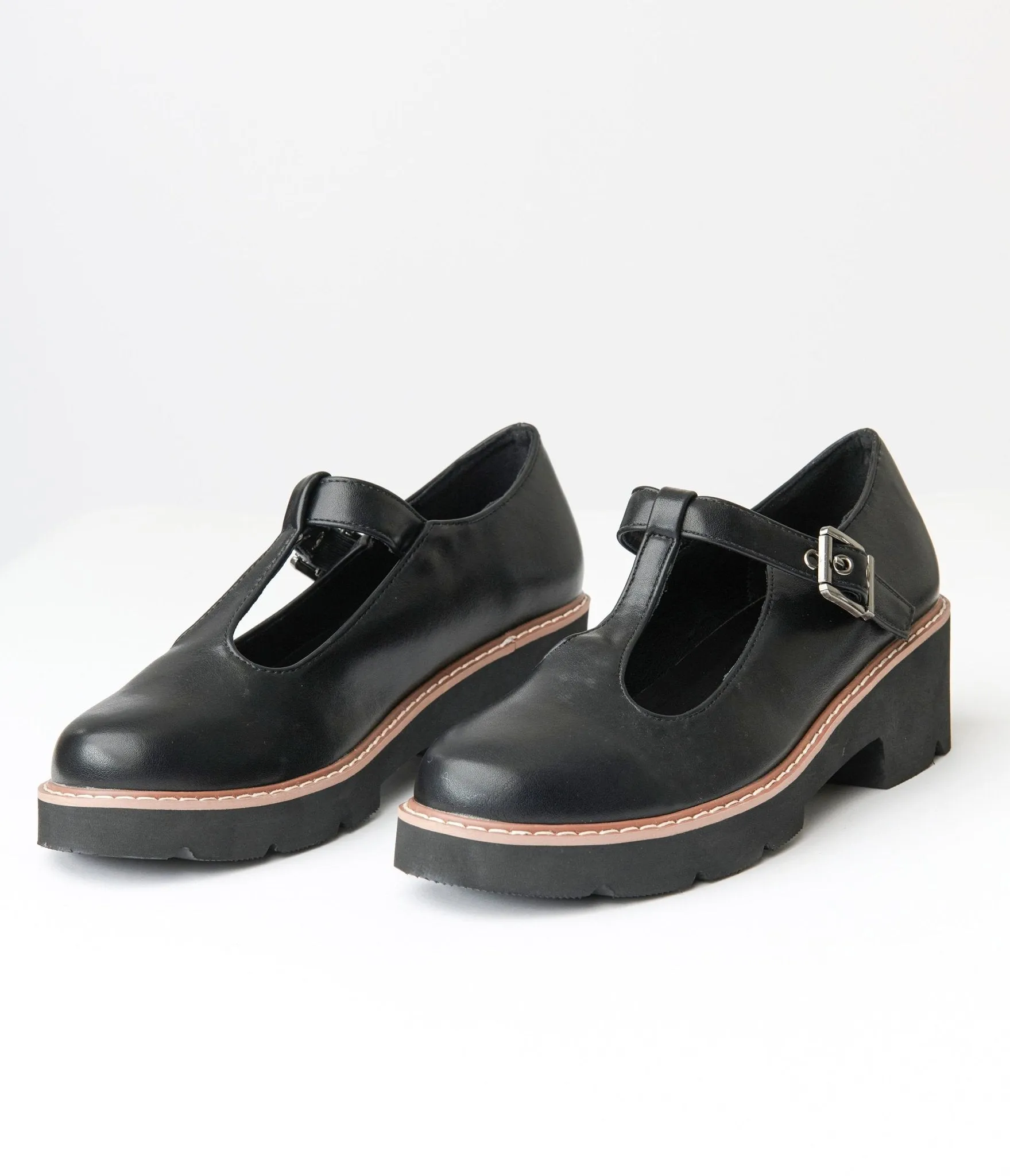 Black Leatherette Mary Jane Platforms sold by Unique Vintage product image thumbnail 3