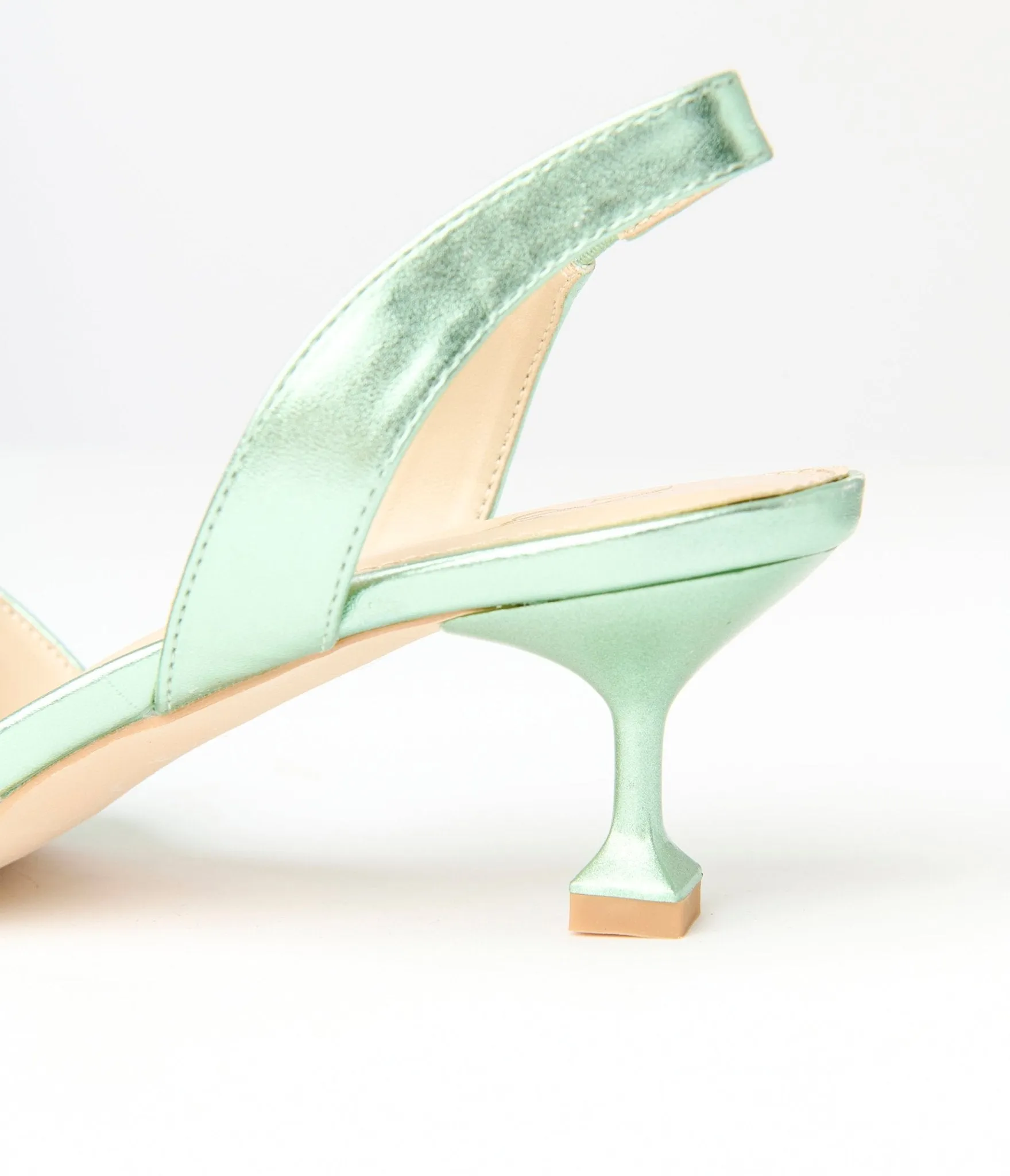 Metallic Light Green Slingback Kitten Heels sold by Unique Vintage product image thumbnail 2