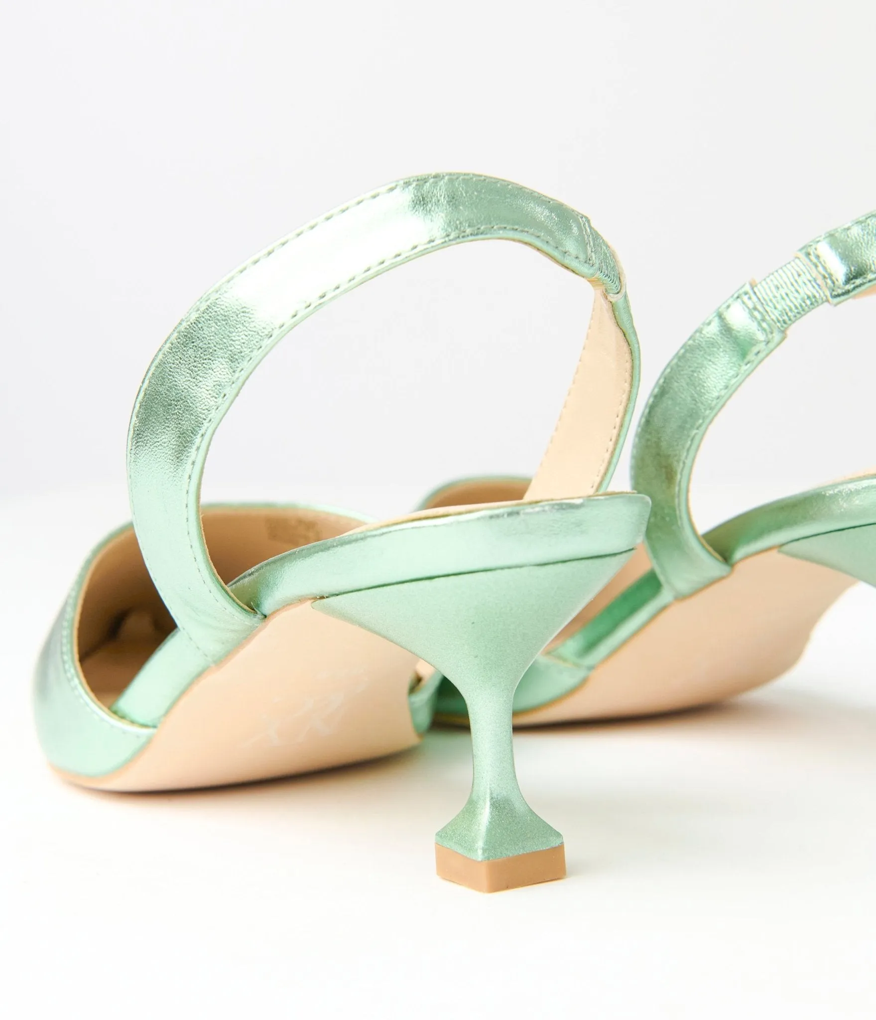 Metallic Light Green Slingback Kitten Heels sold by Unique Vintage product image thumbnail 3