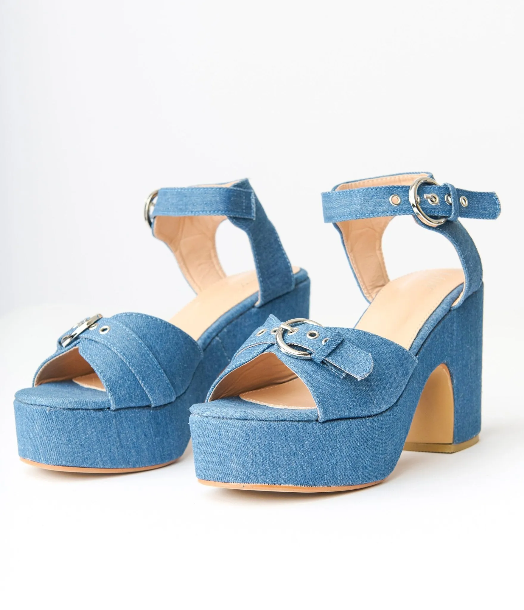Blue Denim Platform Heels sold by Unique Vintage product image thumbnail 4