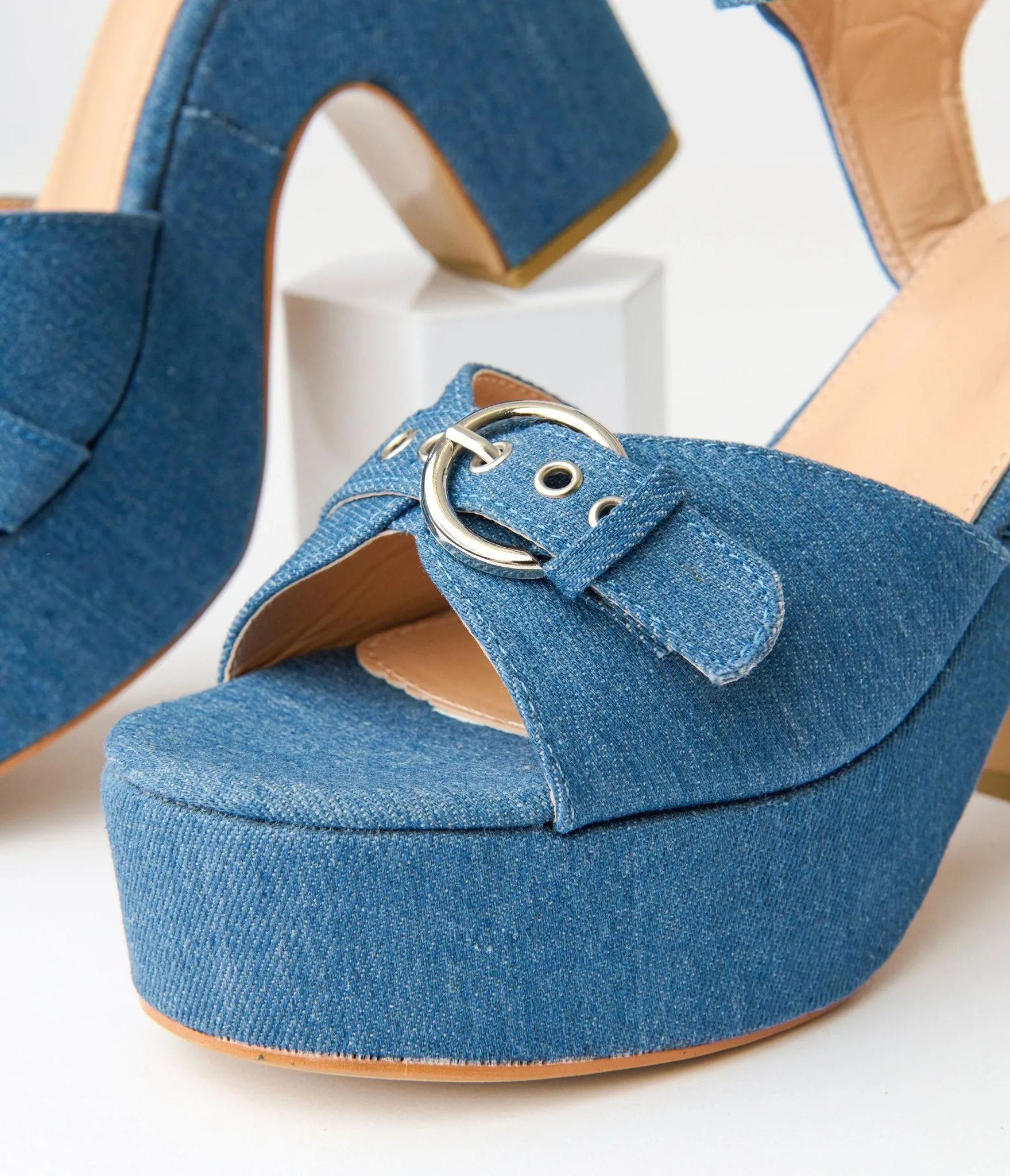 Blue Denim Platform Heels sold by Unique Vintage product image thumbnail 2