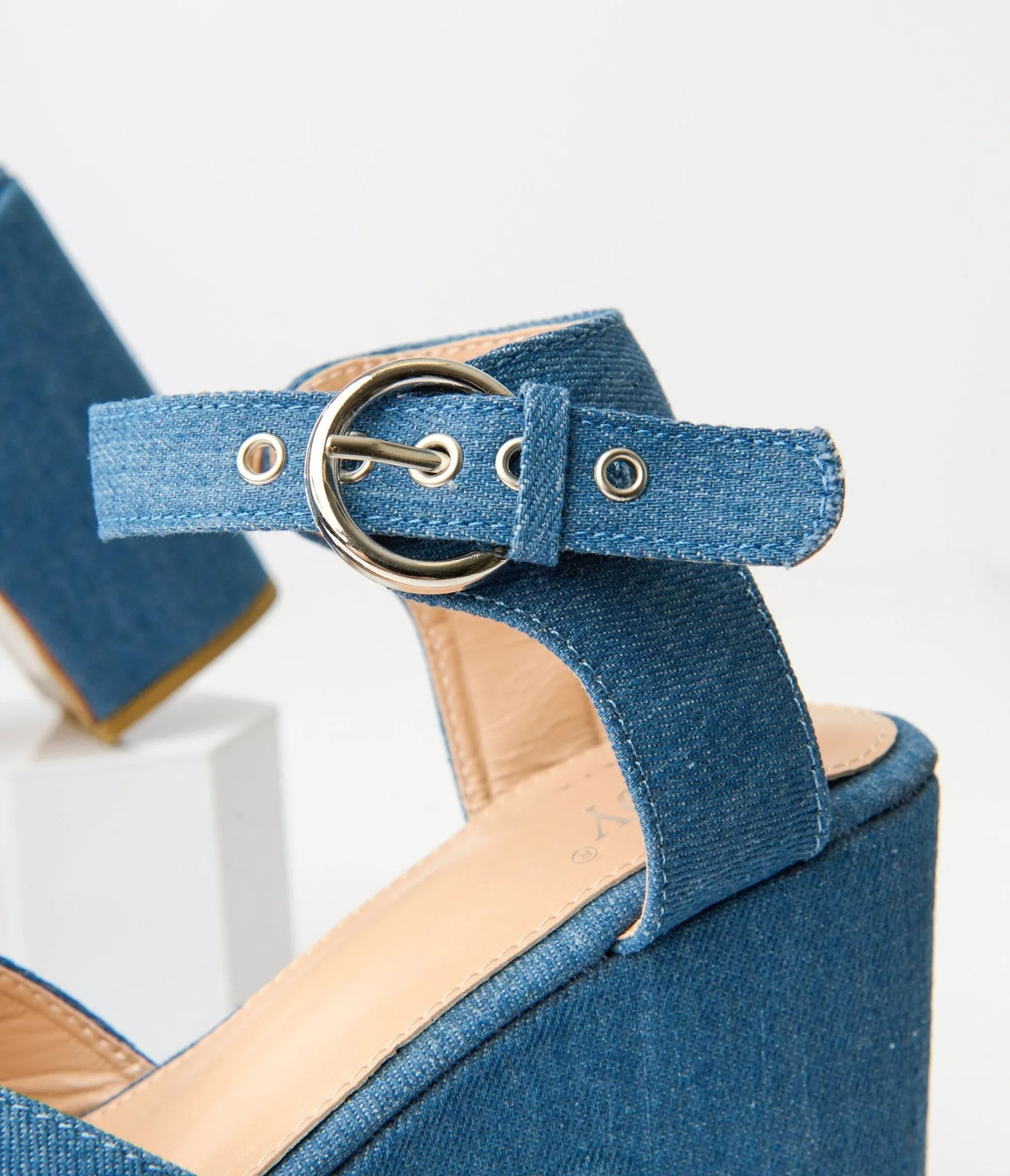 Blue Denim Platform Heels sold by Unique Vintage product image thumbnail 3