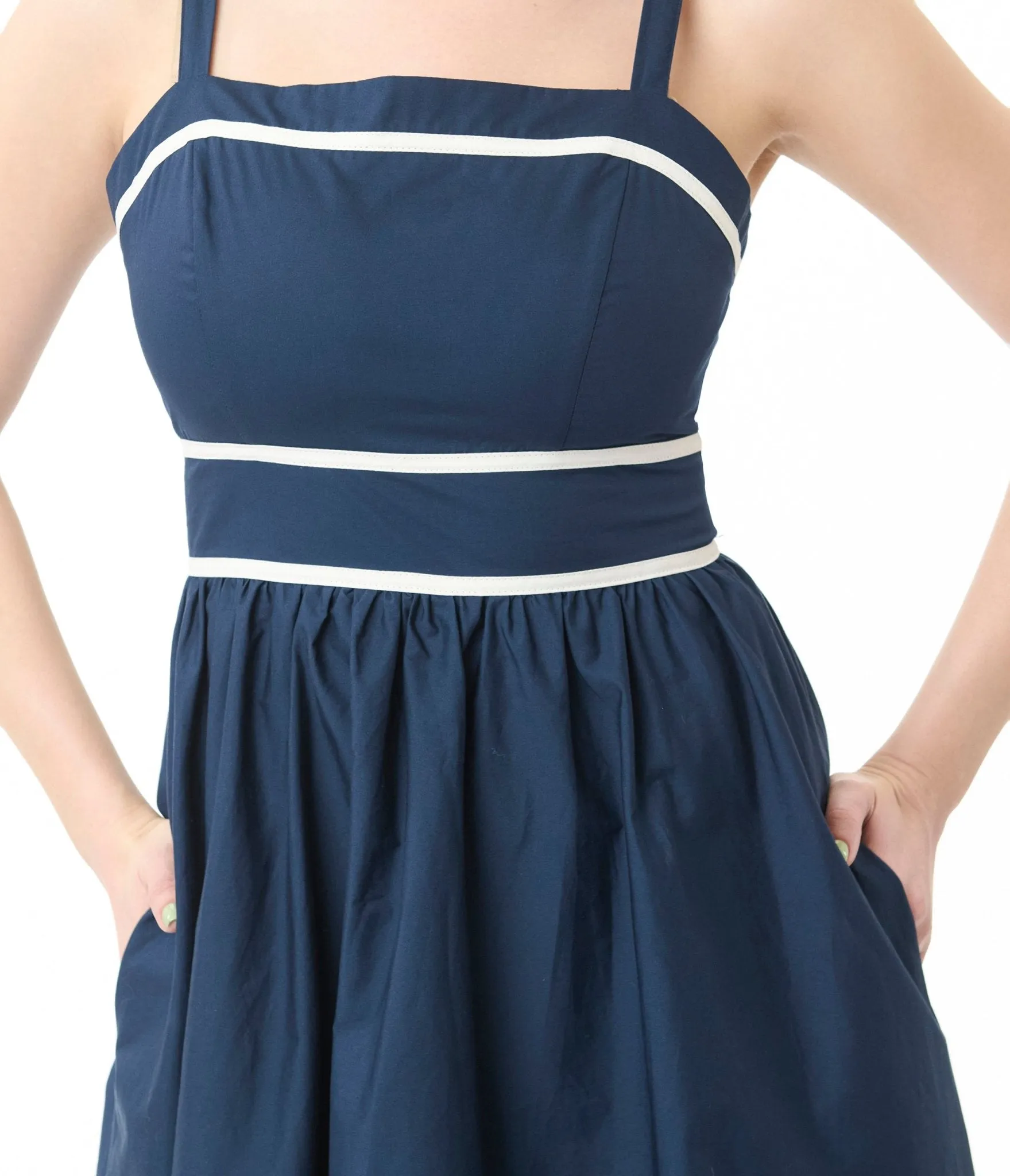 Navy & White Stripe Bunches Of Love Midi Dress sold by Unique Vintage product image thumbnail 2