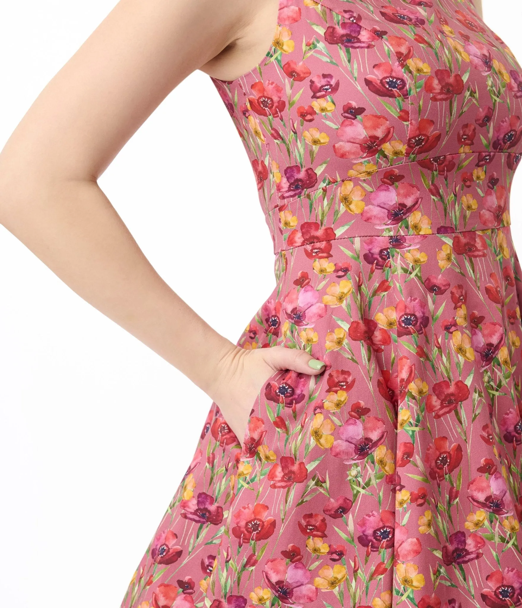 Pink & Red Floral Frankie Swing Dress sold by Unique Vintage product image thumbnail 2
