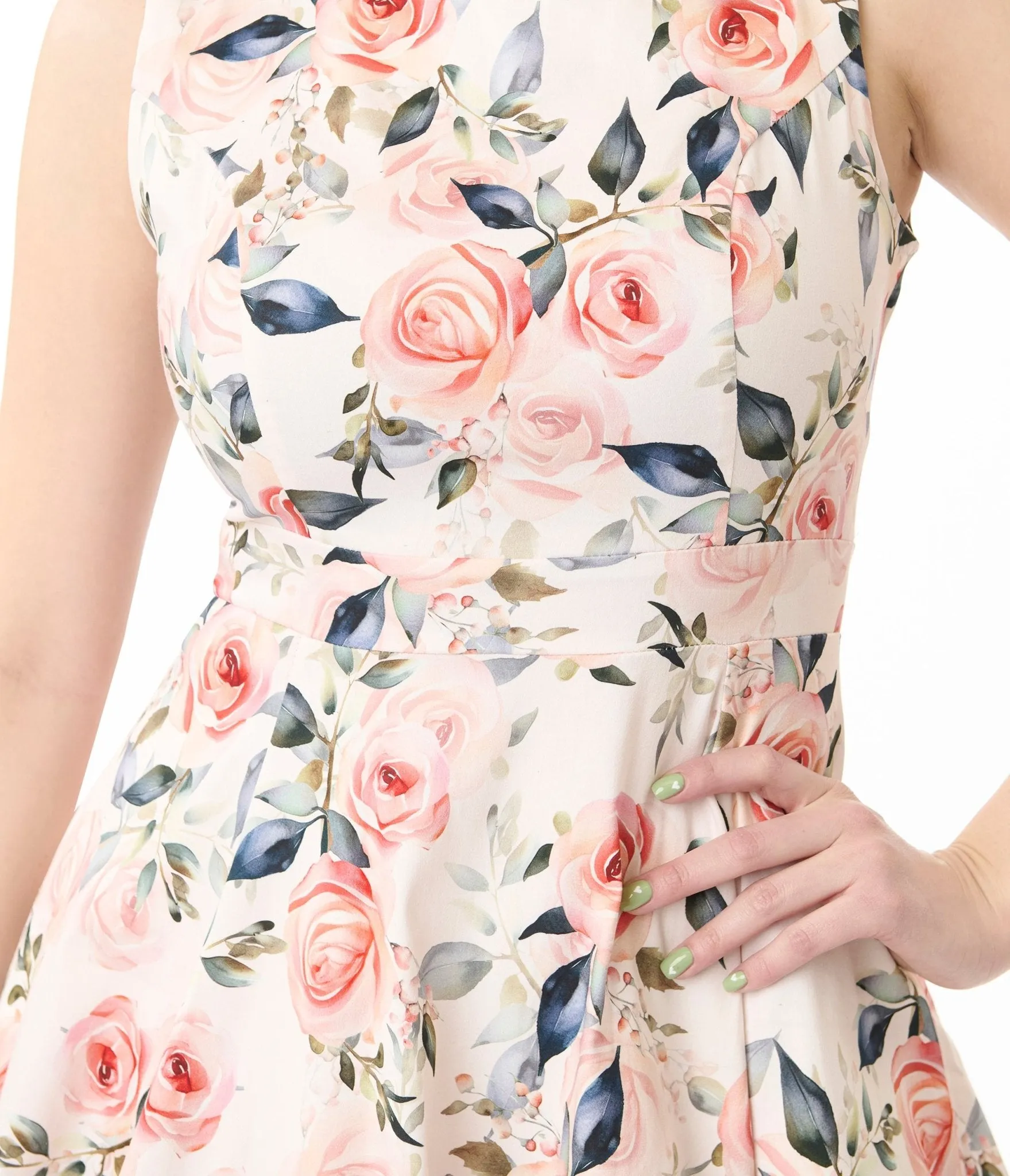 Pink Floral Aurora Cotton Swing Dress sold by Unique Vintage product image thumbnail 2