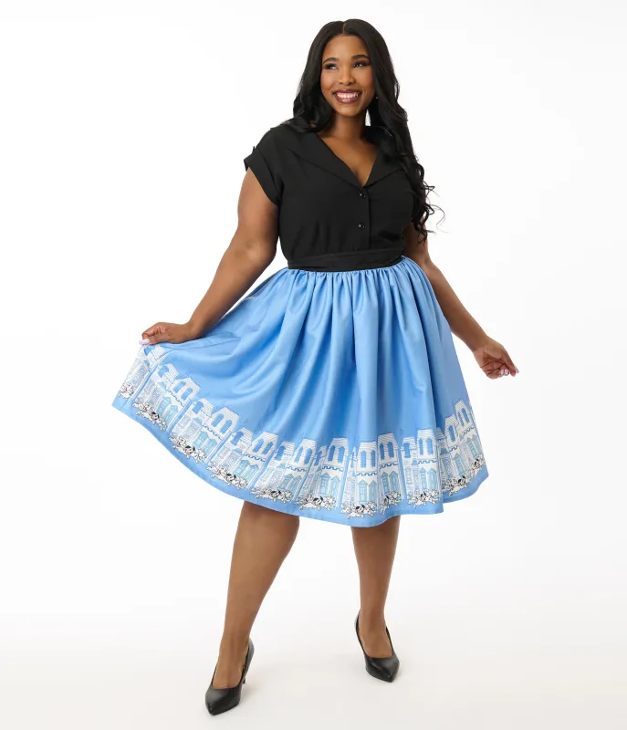 Disney Cats & Dogs Collection by Unique Vintage Plus Size Blue Dalmatians Border Swing Skirt sold by Unique Vintage